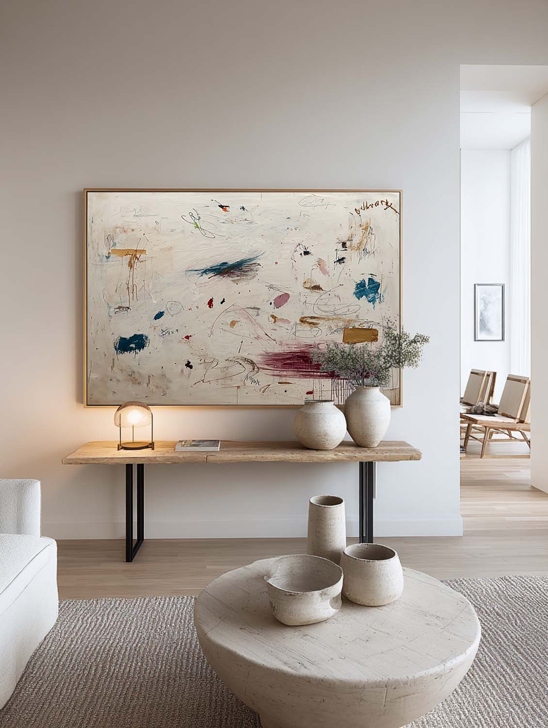 Neutral Gray And Taupe Minimalist Wall Art Contemporary Abstract Cream Artwork Modern Neutral Gray Abstract Painting