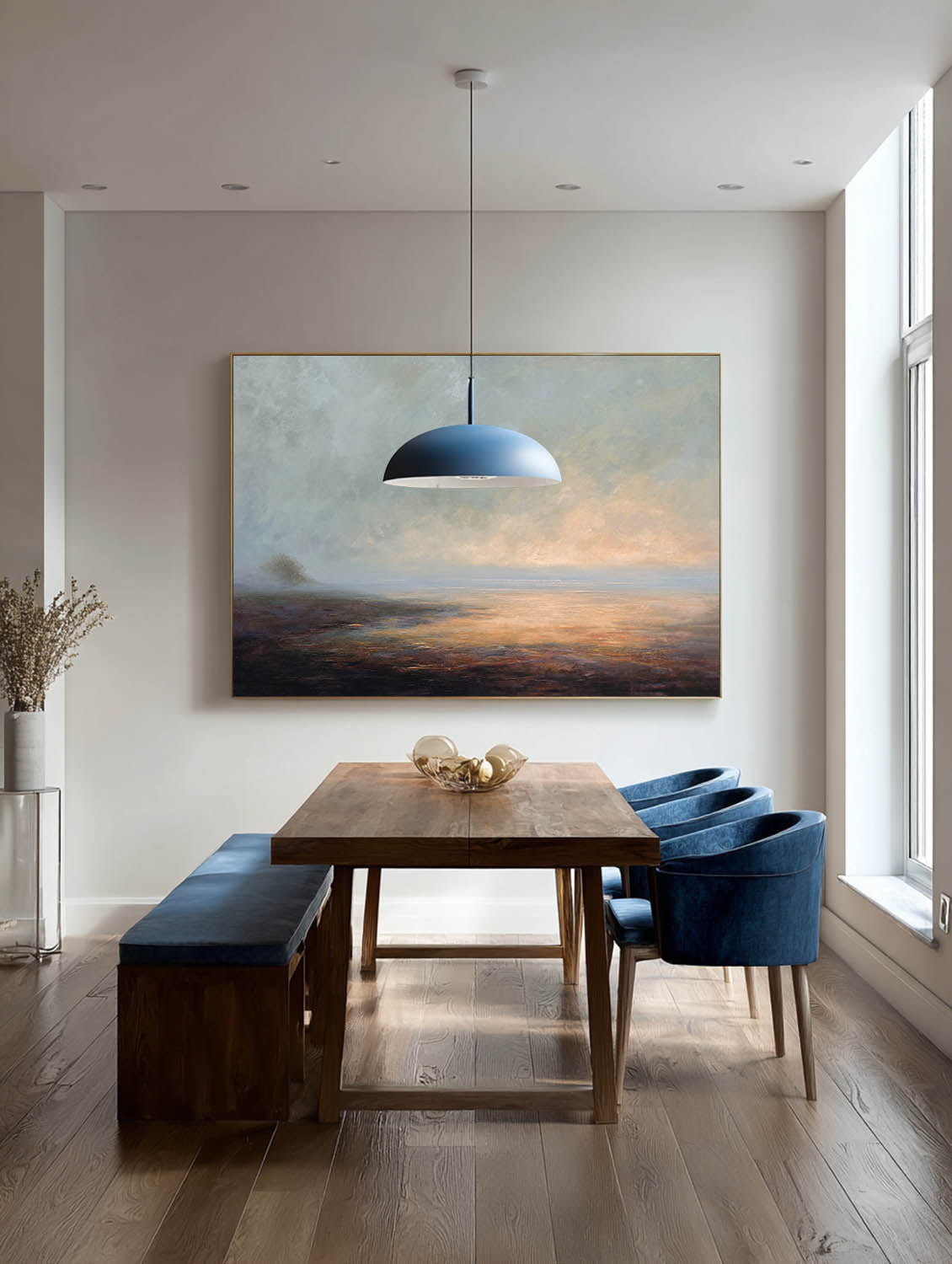 Large Abstract Sunrise Landscape Canvas Art Warm Horizon Brown Abstract Landscape Painting Large Sunrise Landscape Painting
