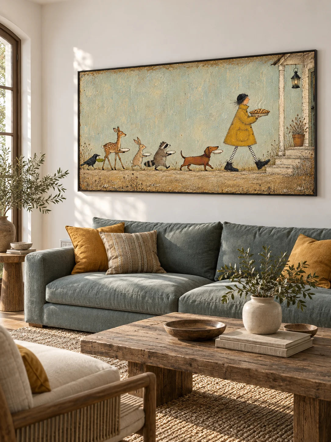 Large Country Animal Oil Painting Contemporary Farmhouse Wall Art Decor Painting