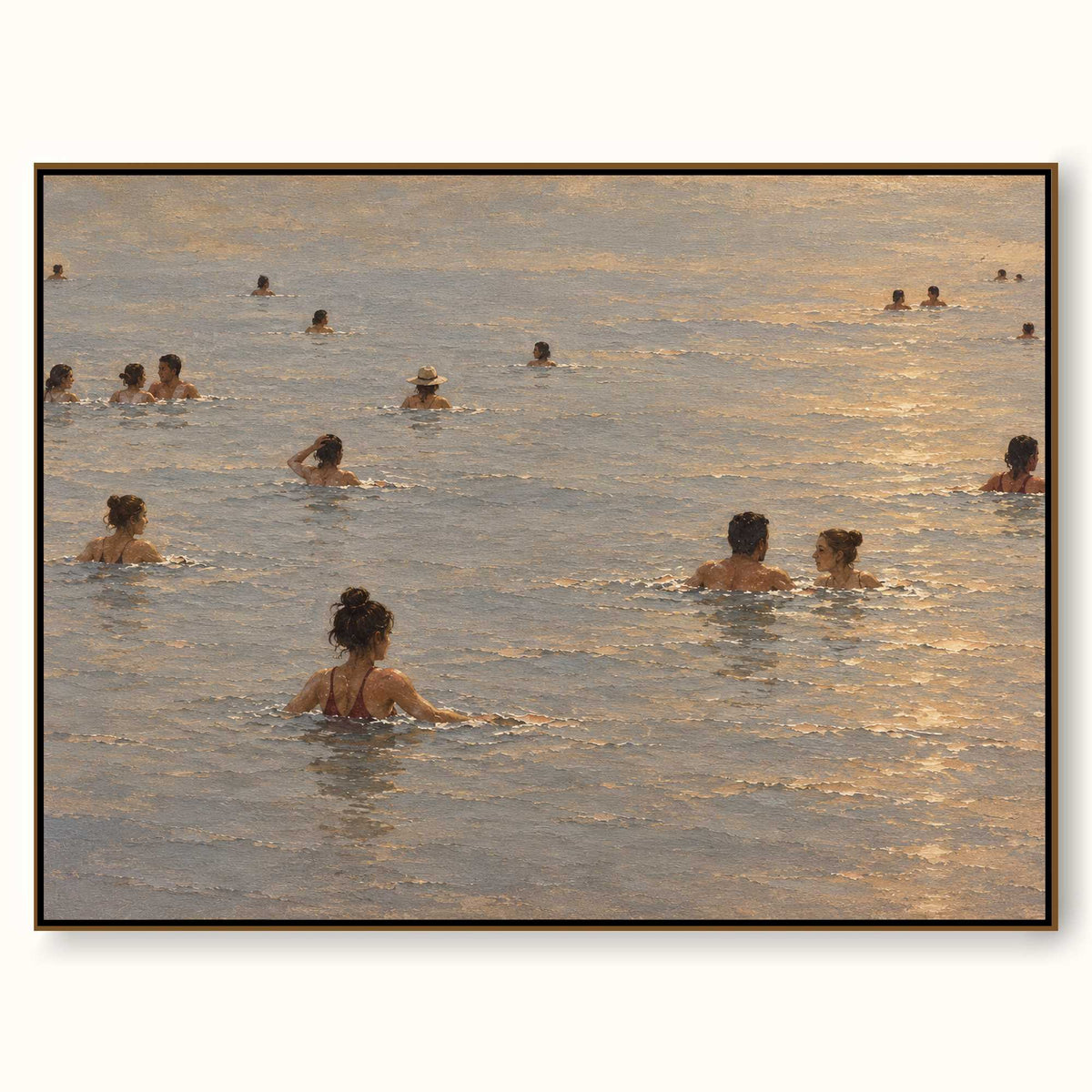 Contemporary Ocean Swimmers Canvas Art For Modern Coastal Living Room Decor