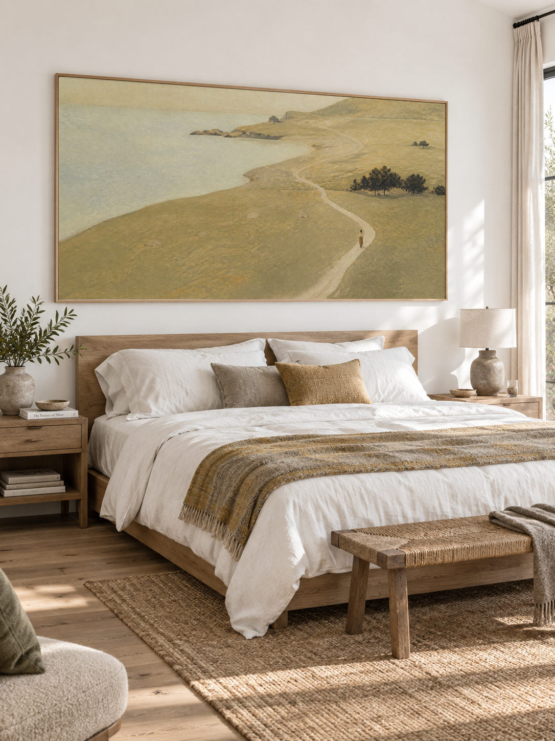 Large Panoramic Landscape Painting For Modern Bedroom Decor