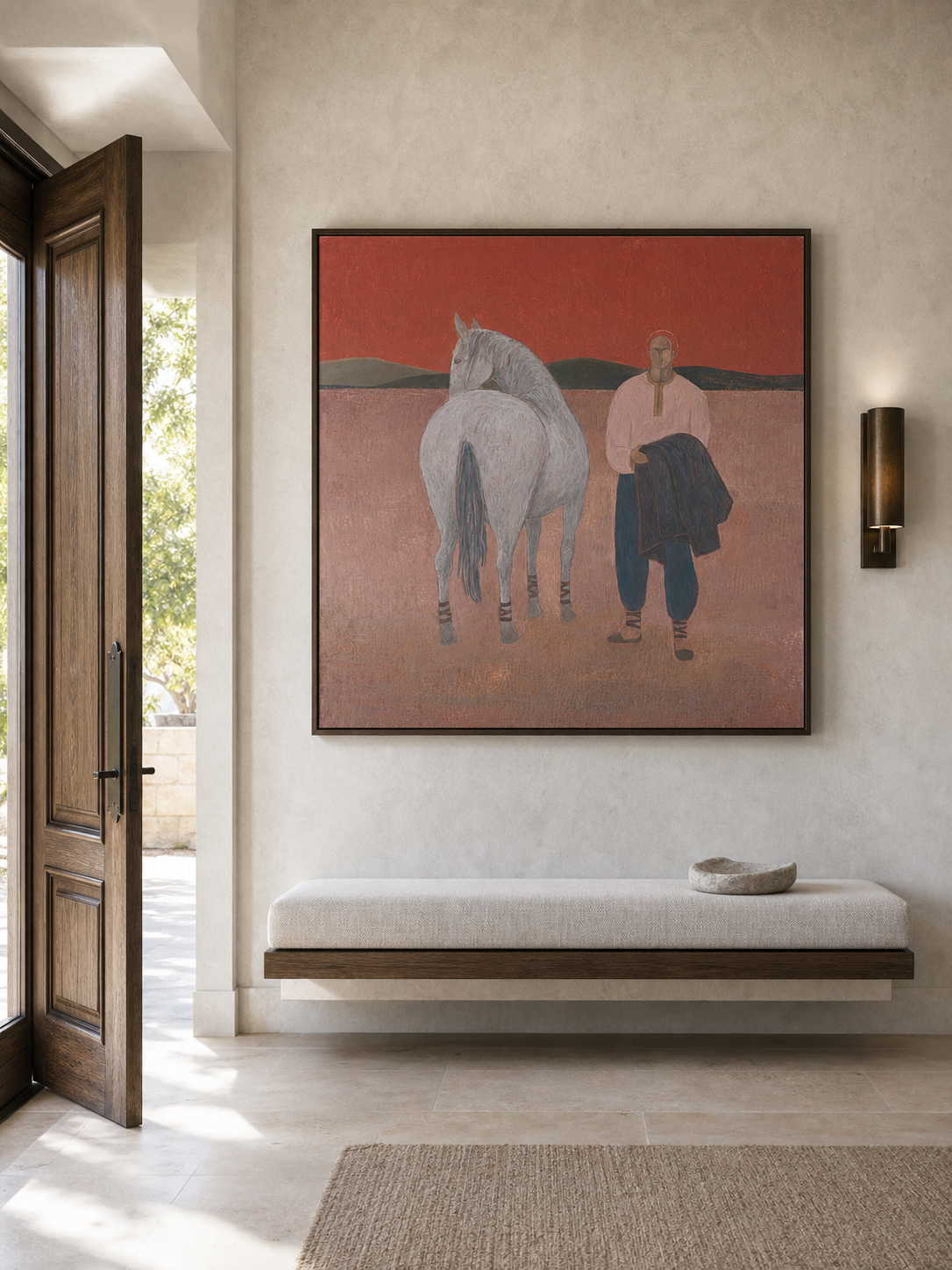 Modern Figurative Art Print Of Man And Horse Ideal For Home Office And Study Walls