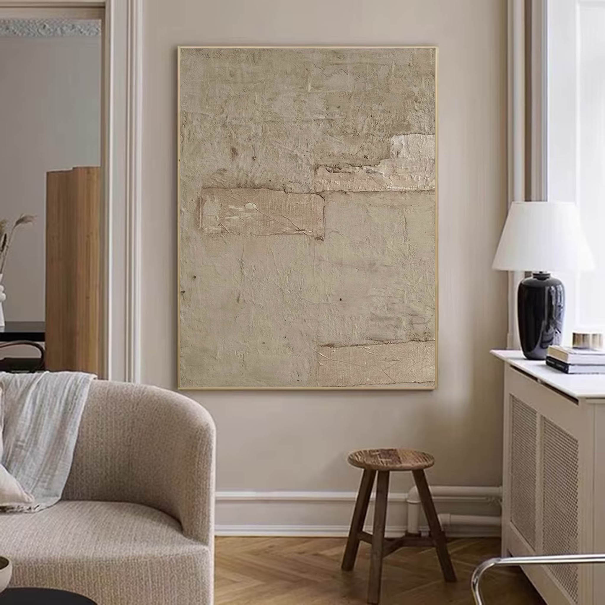 Light Brown Beige Abstract Art Light Brown Minimalist Painting Large Textured Wall Art