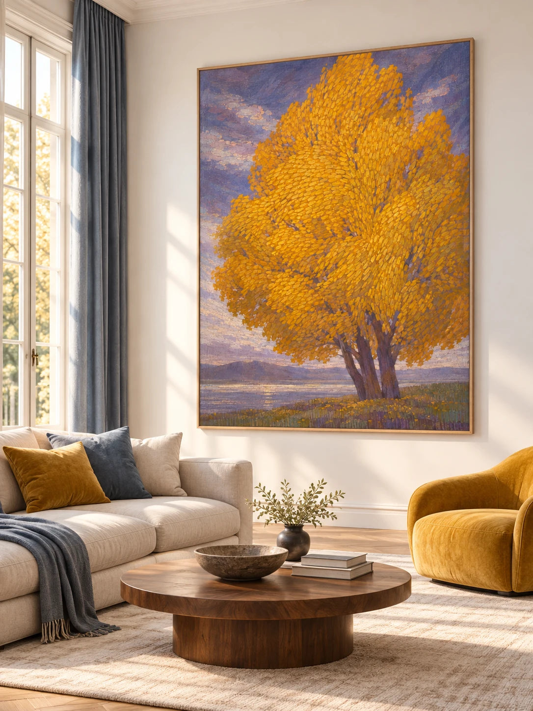 Large Textured Minimalist Tree Landscape Wall Art For Living Room And Bedroom Decor
