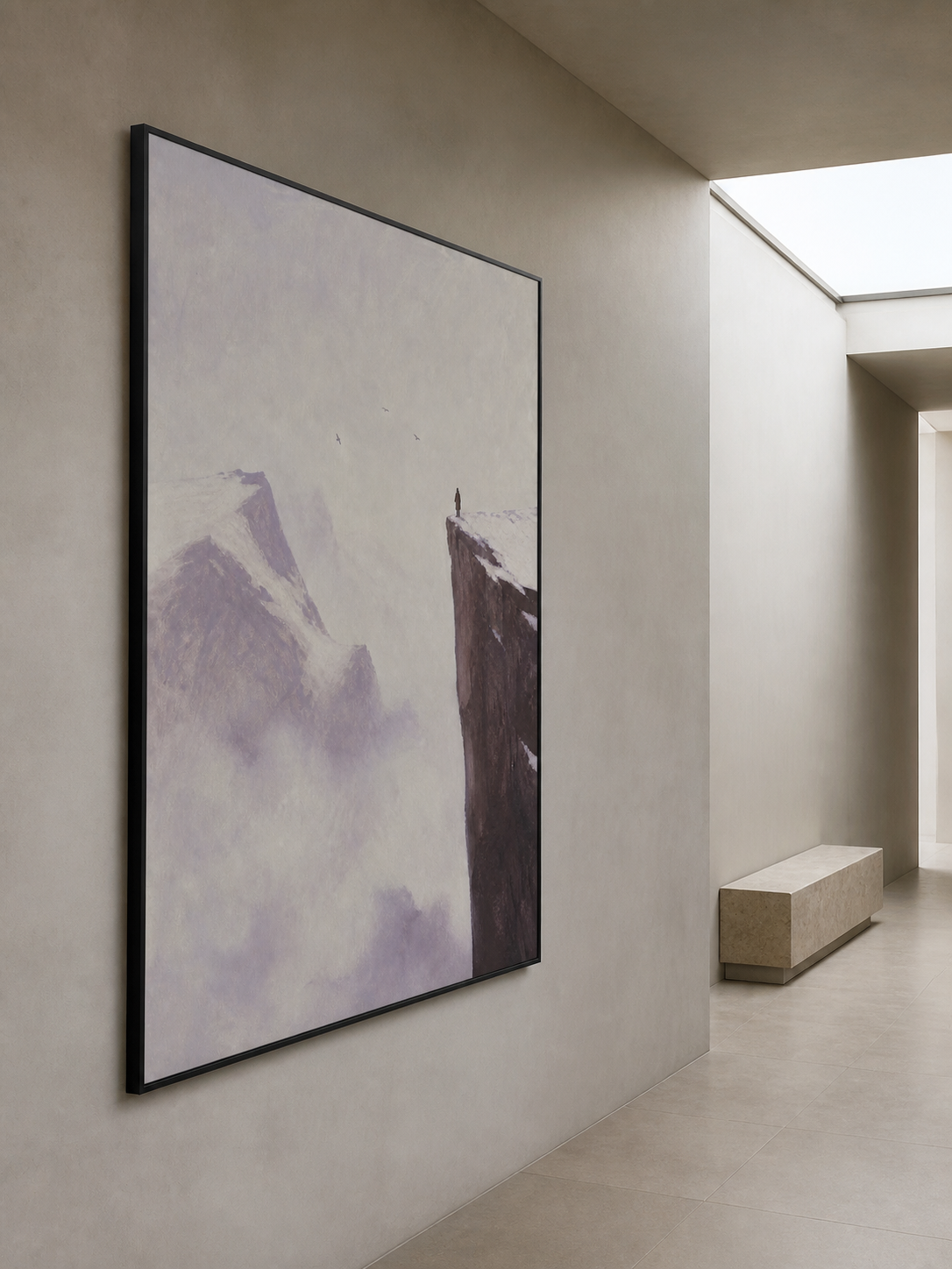 Hand Painted Minimalist Abstract Figure Cliff Painting Large Wall Art
