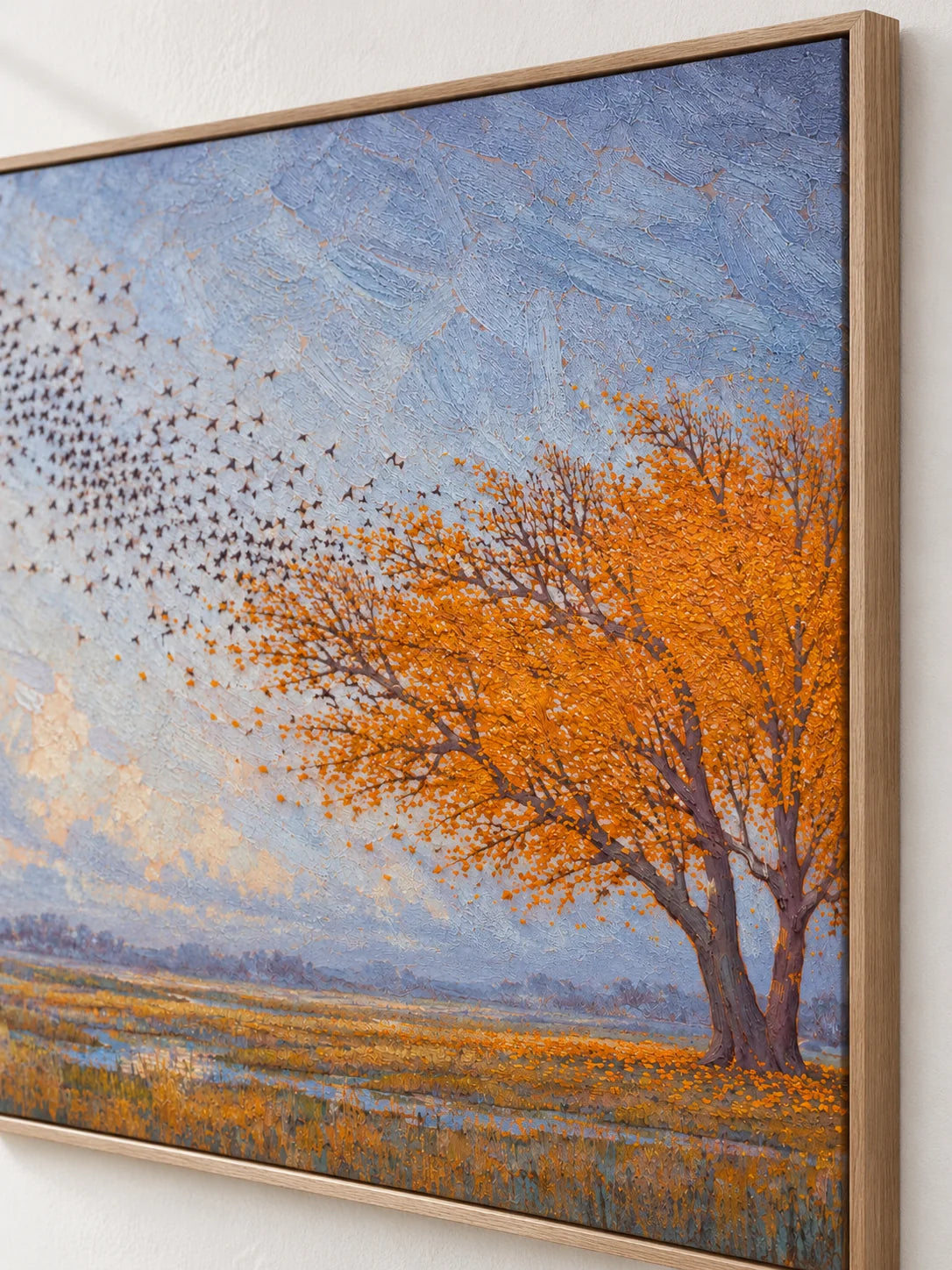 Minimalist Orange Tree Painting Contemporary Nature Wall Art For Modern Home