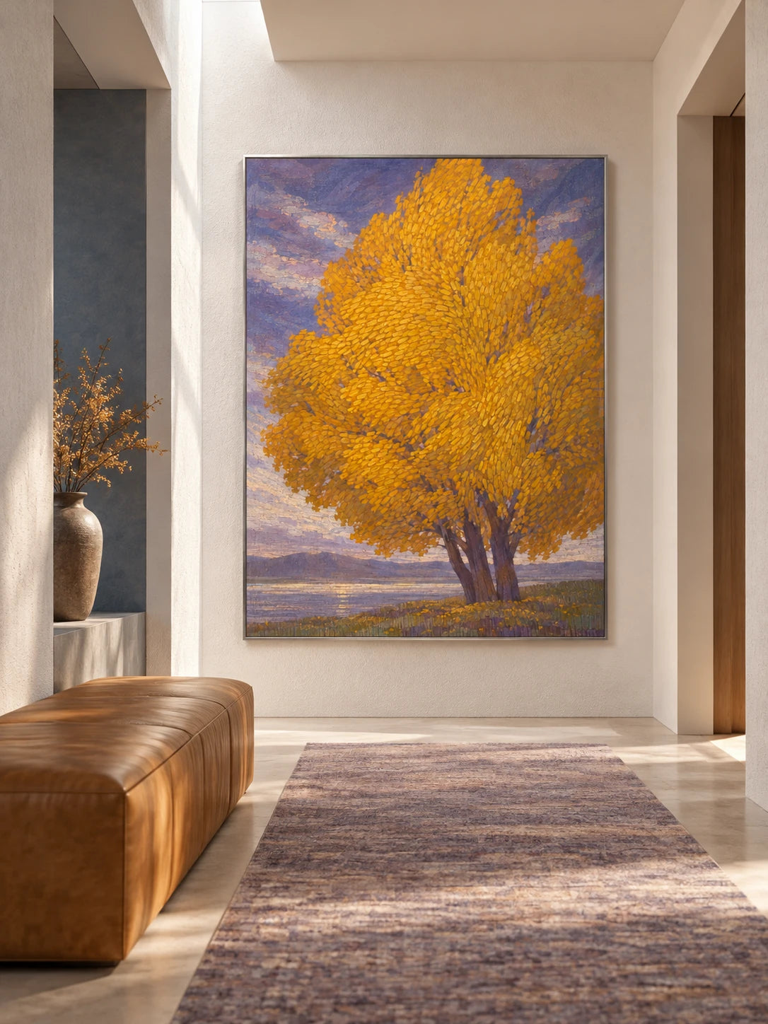 Large Textured Minimalist Tree Landscape Wall Art For Living Room And Bedroom Decor