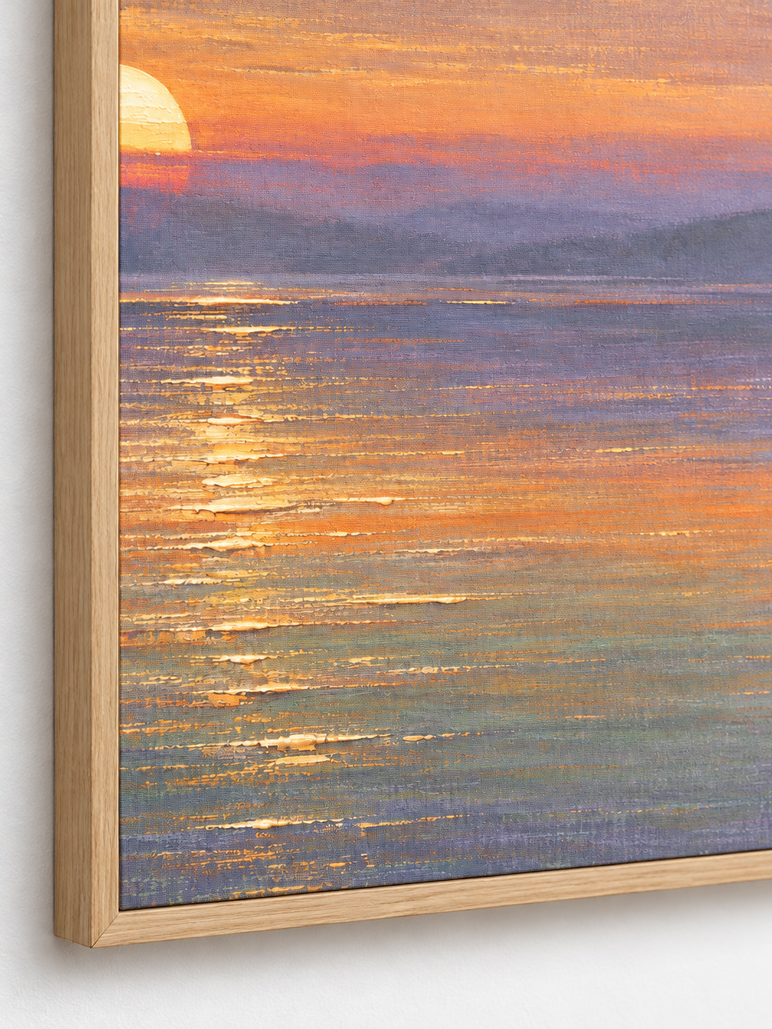 Golden Sunset Lake Square Wall Art Hand Painted Birds And Water Landscape Painting