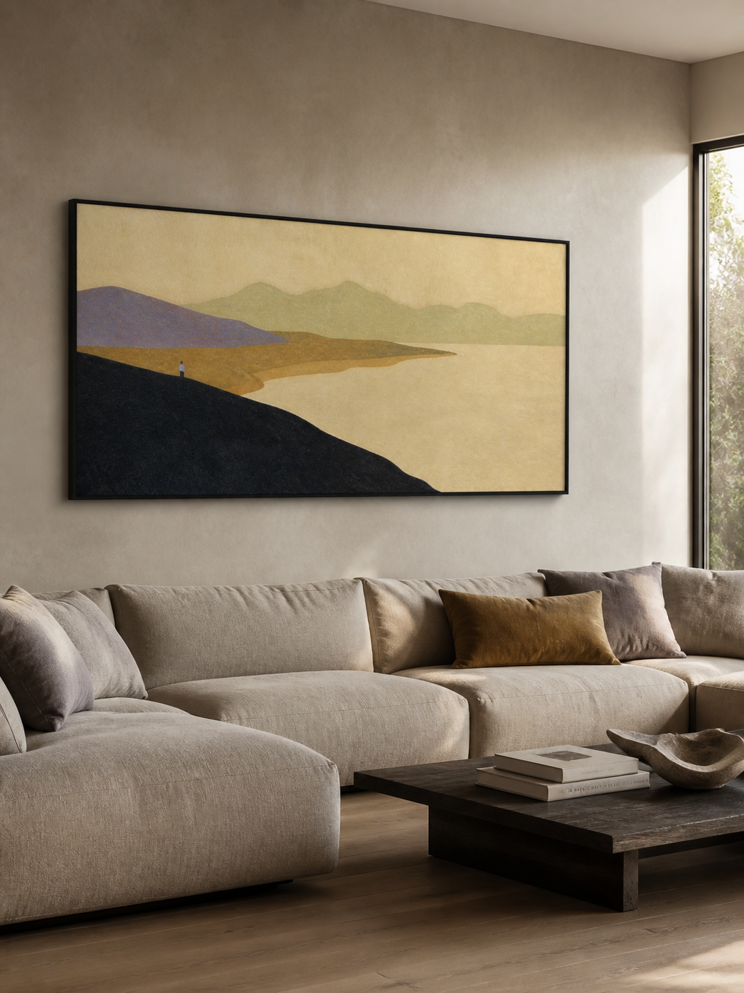 Minimalist Wall Art For Living Room Abstract Seascape In Earthy Tones Original