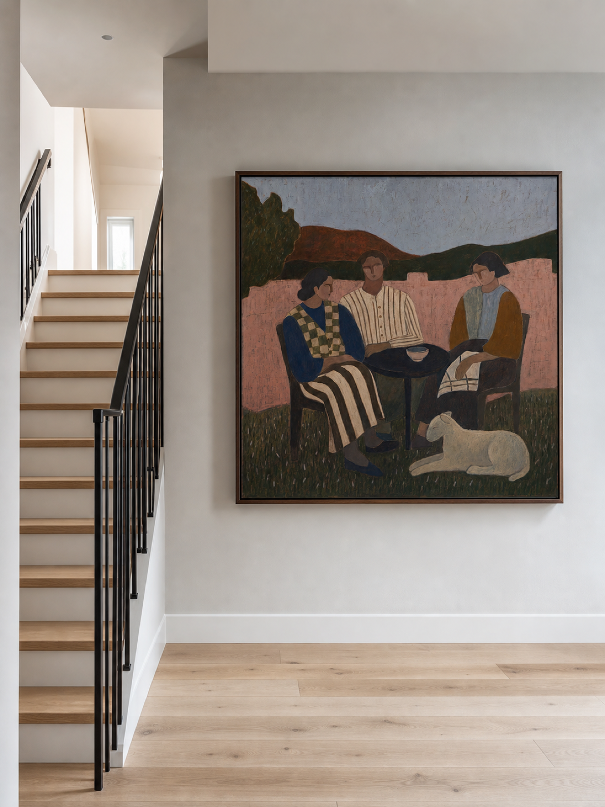Vintage Folk Art Painting With Rustic Charm For Cozy Living Spaces
