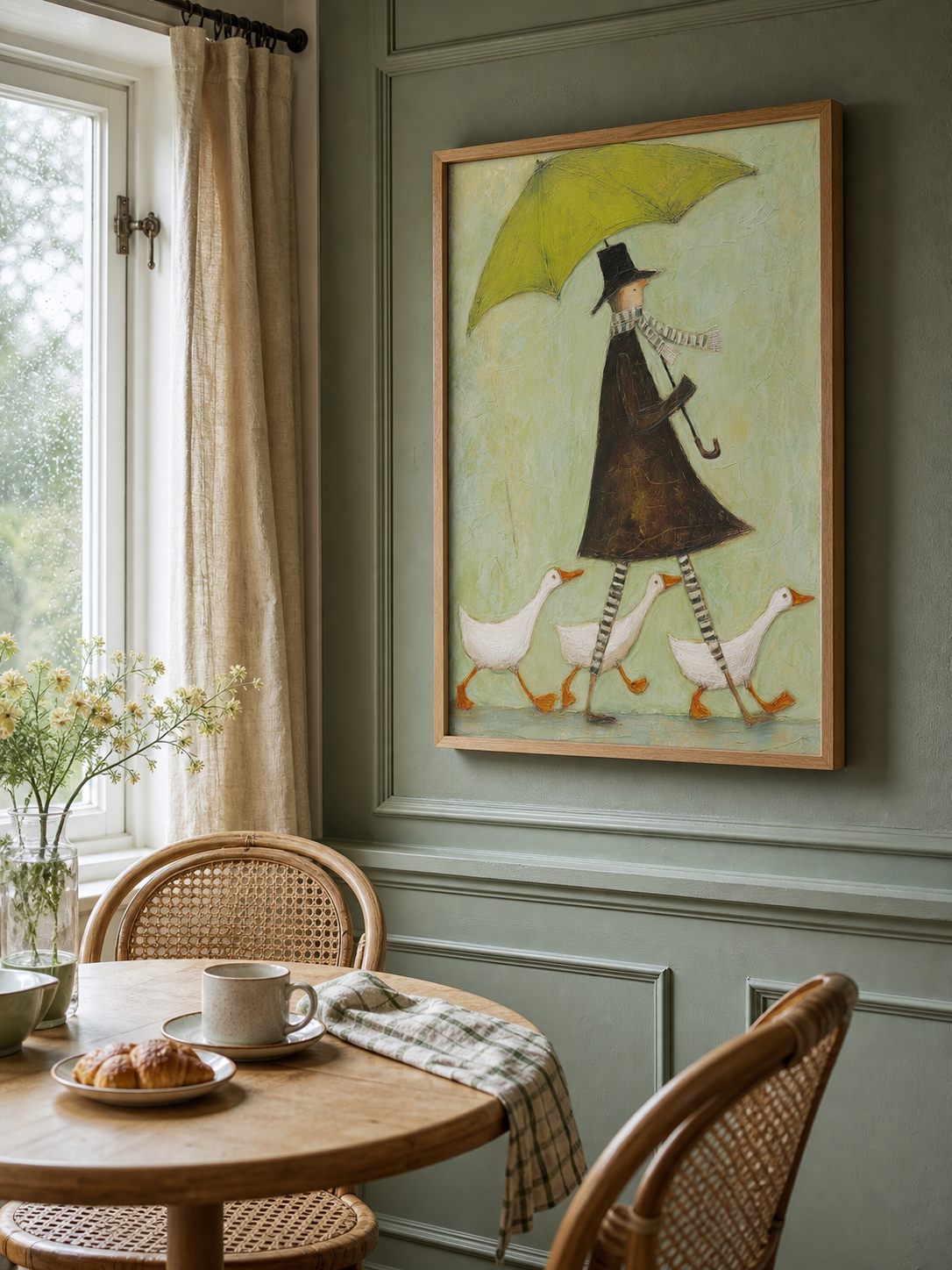 Handmade Minimalist People Canvas Artwork Organic Modern Decor Framed Painting