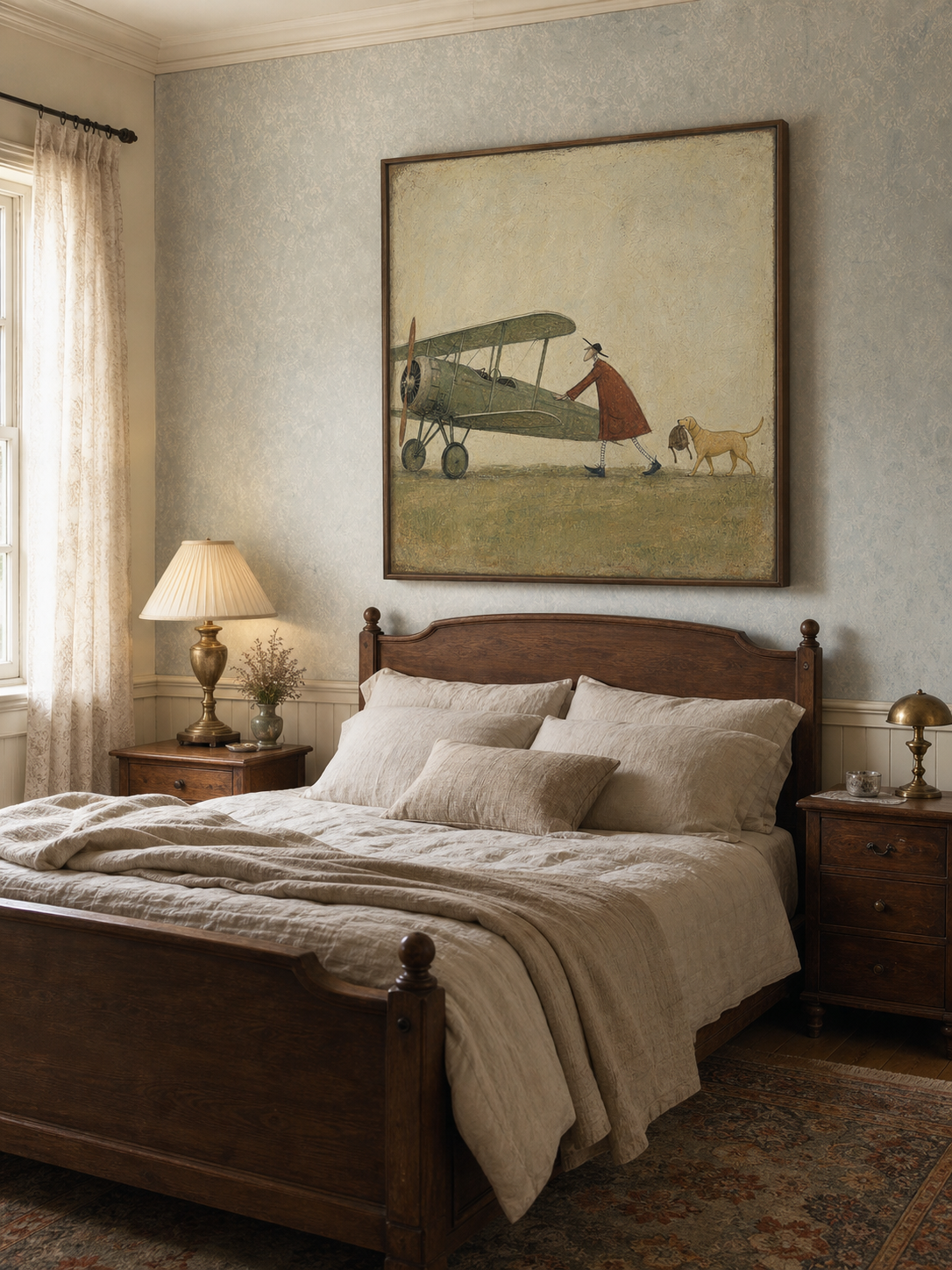 Whimsical Vintage Airplane Art With Dog For Travel Lovers Wall Decor