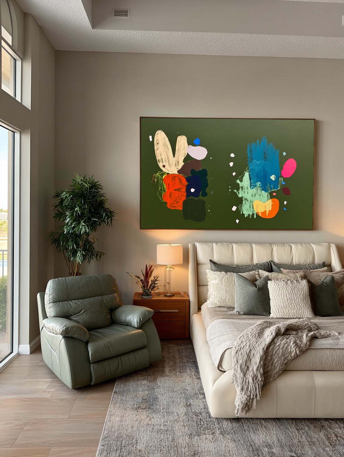 Original Colorful Abstract Oil Painting Handmade Horizontal Minimalist Wall Art