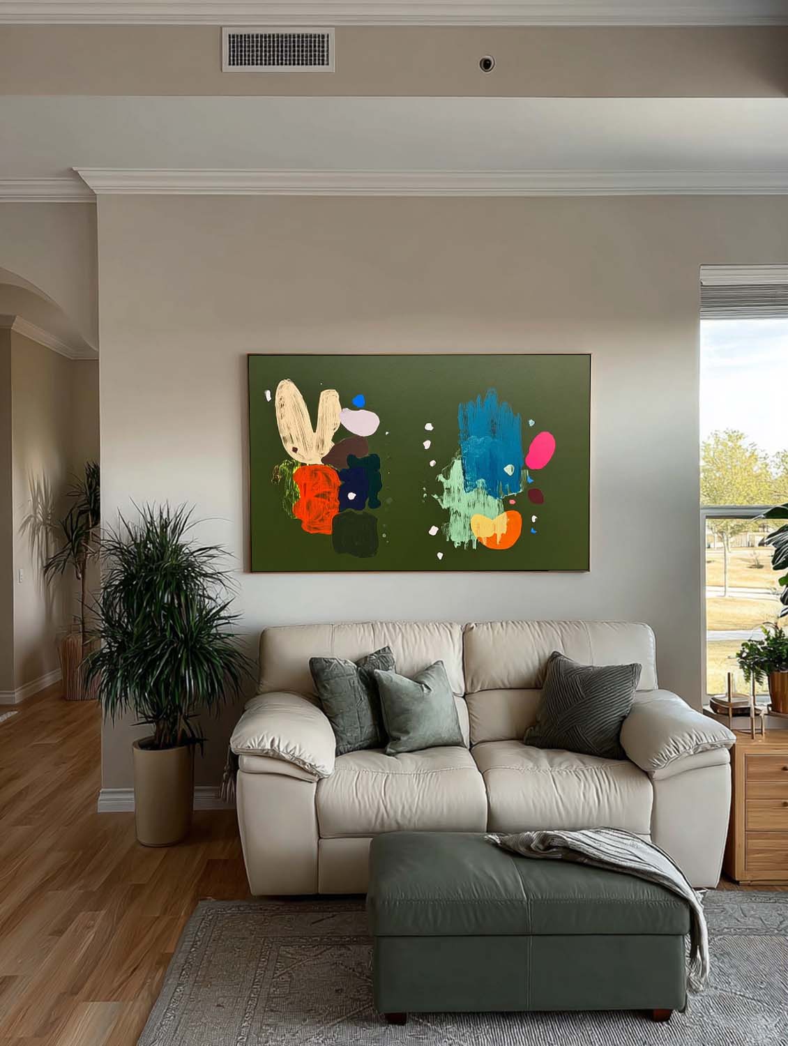 Original Colorful Abstract Oil Painting Handmade Horizontal Minimalist Wall Art