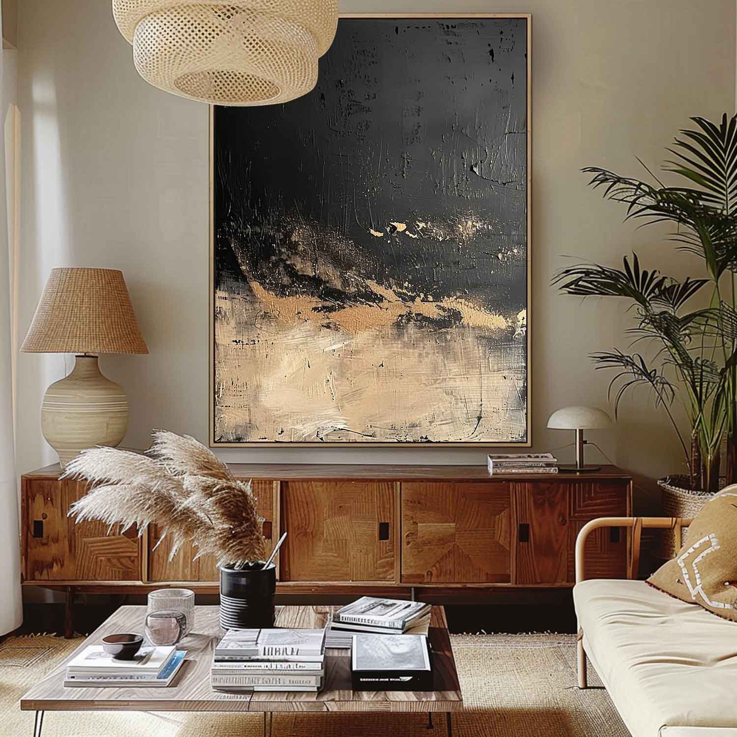Original Brown And Black Wabi-Sabi Wall Art Black Brown Abstract Painting Large Black Texture Wall Art
