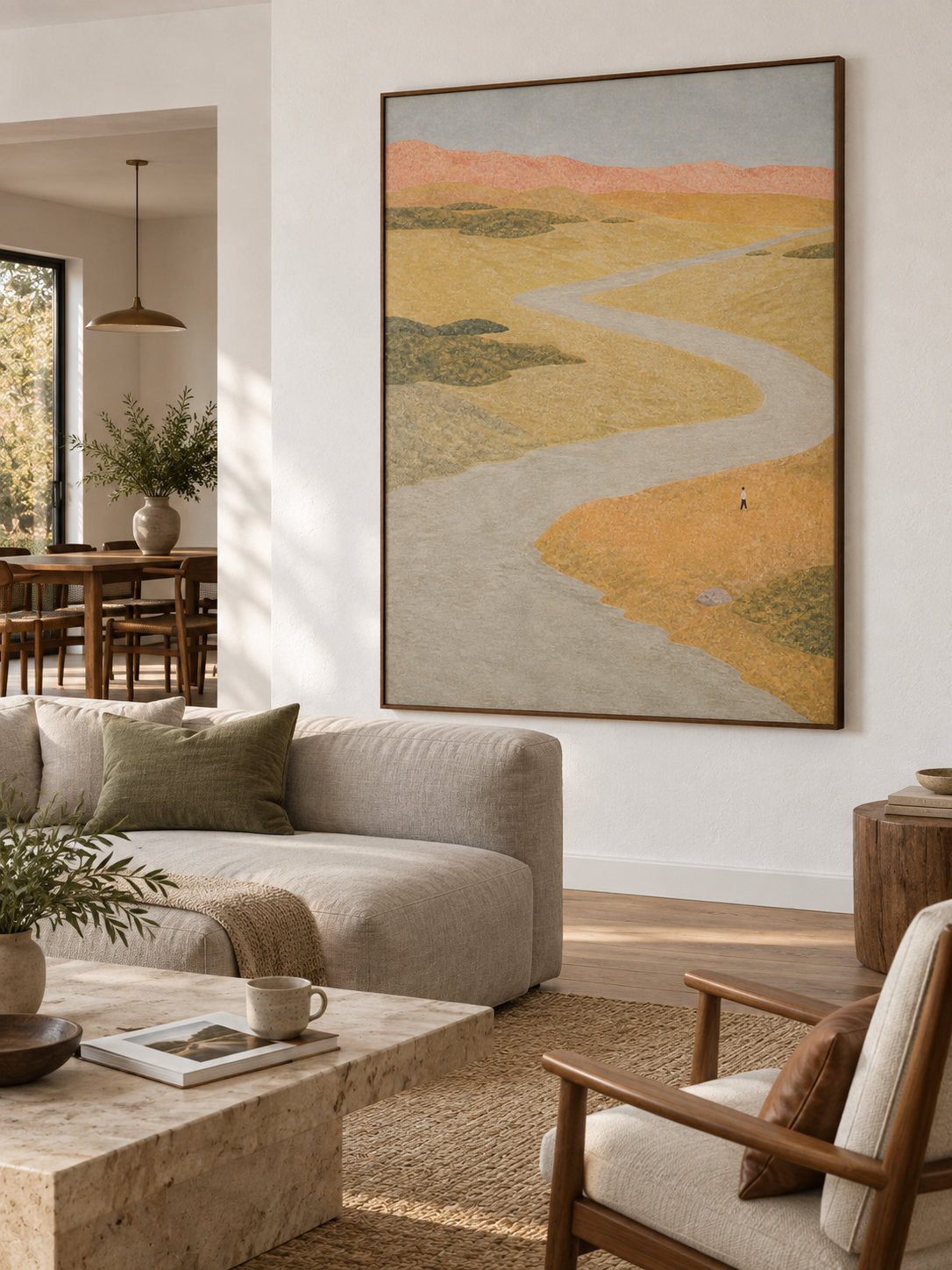 Lone Walker Beside A Meandering Coastal Estuary Contemporary Landscape Painting