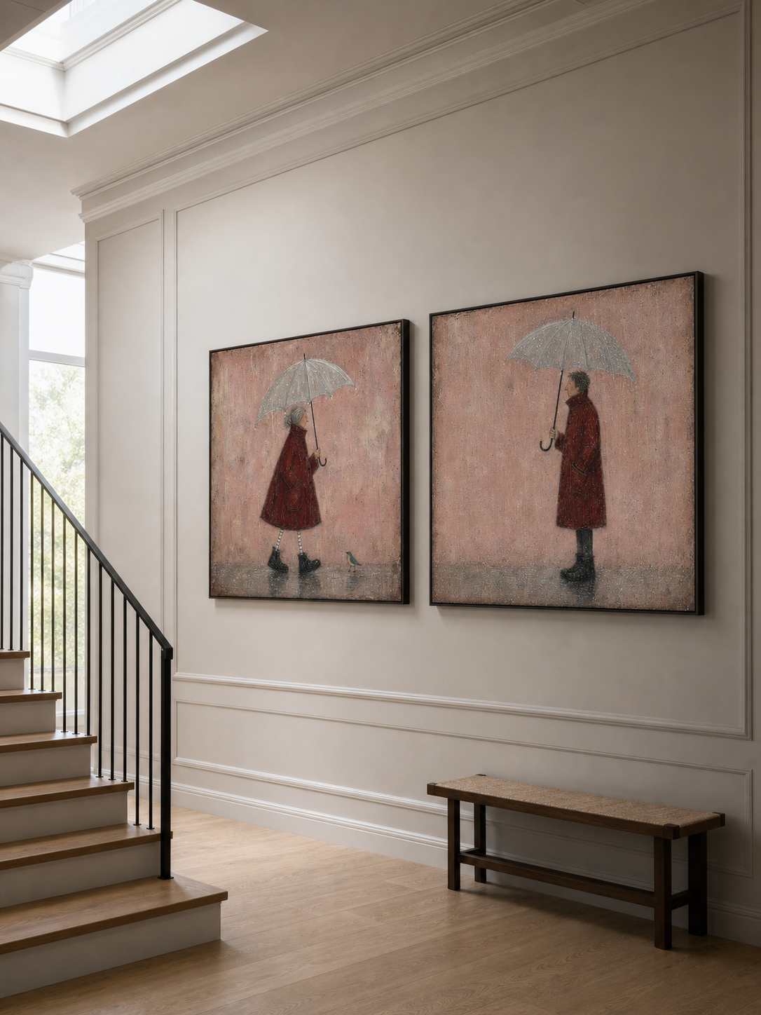 Romantic Vintage Couple Painting Set For Modern Home Entryway And Bedroom Decor