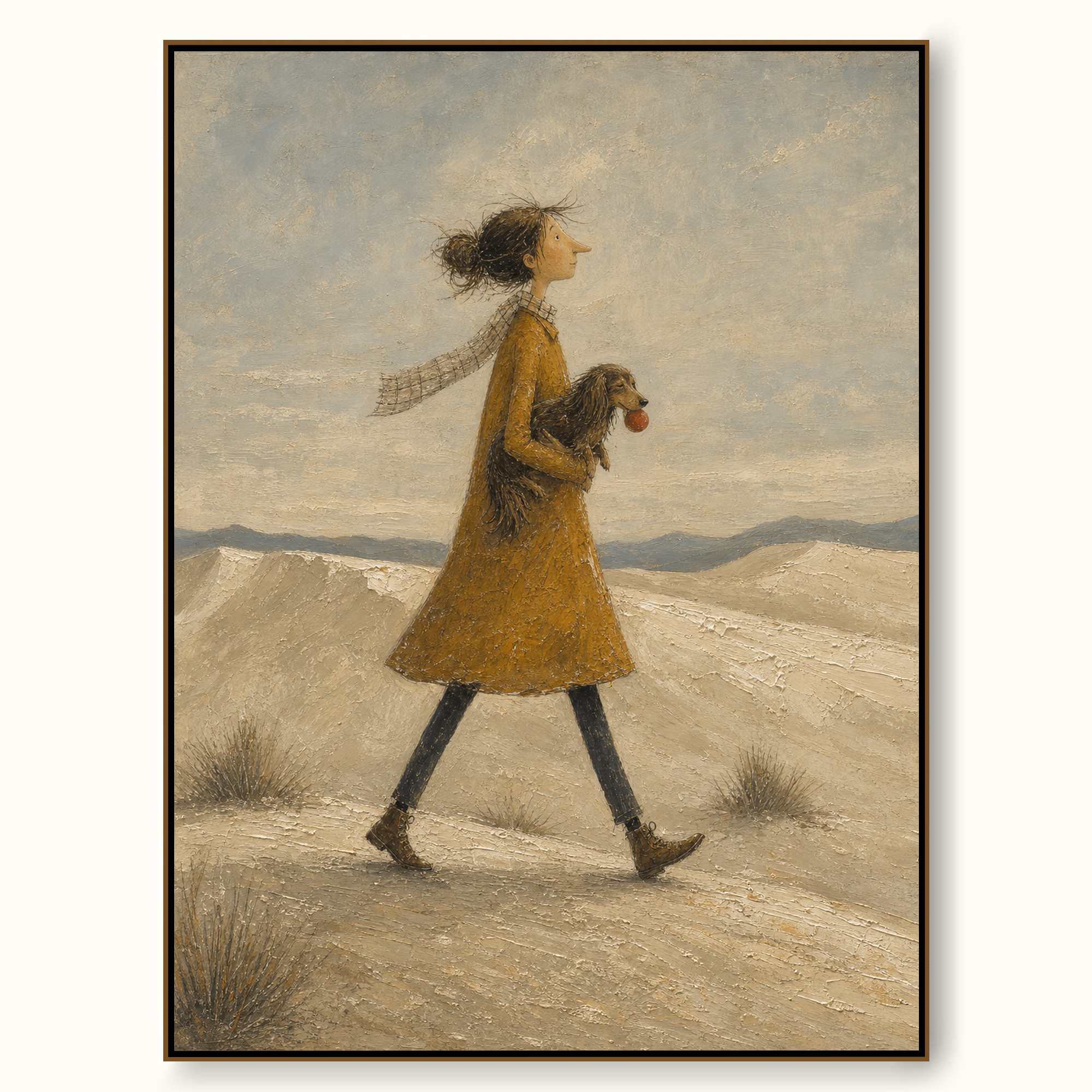 Vintage Abstract White Sands Pet Travel Painting Neutral Travel Painting
