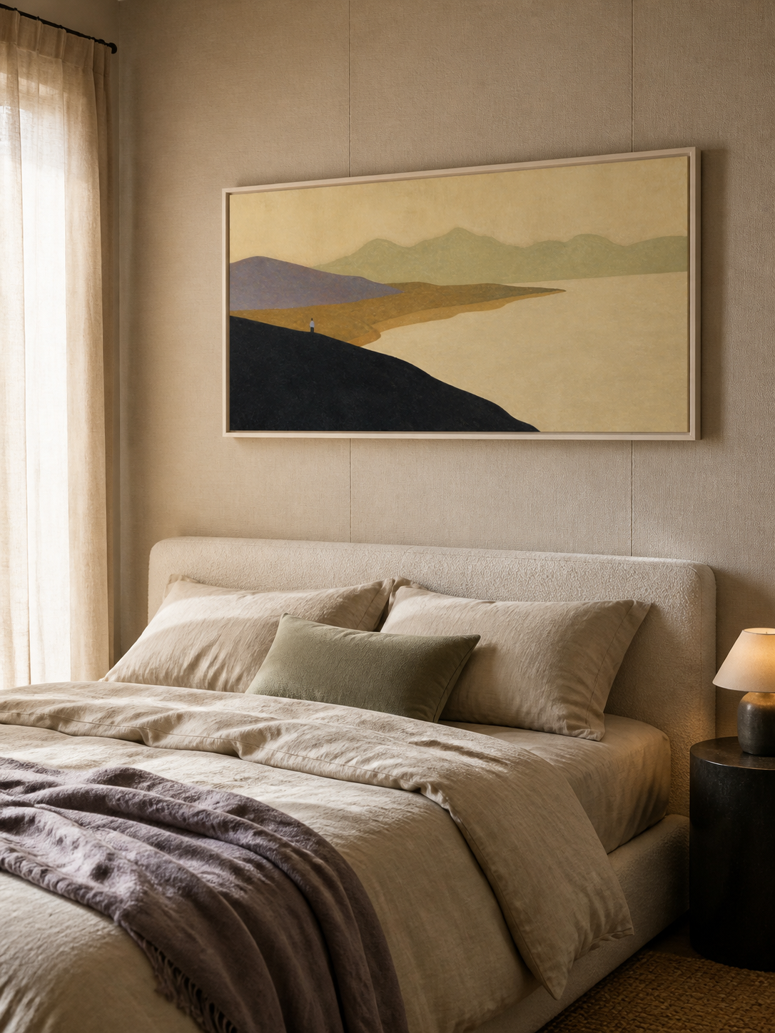 Minimalist Wall Art For Living Room Abstract Seascape In Earthy Tones Original