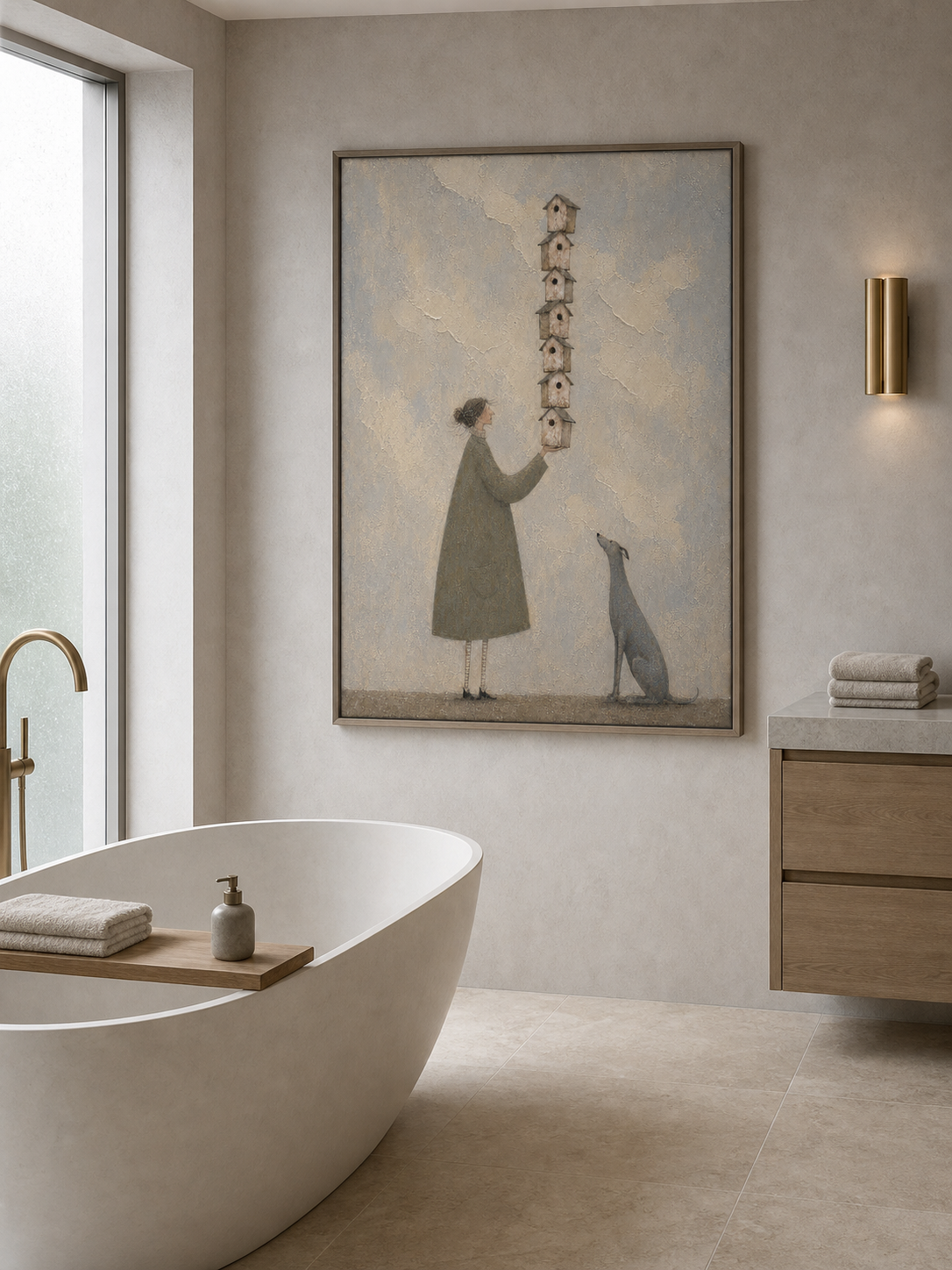 Vintage Style Wall Art Featuring Dog Companion And Earthy Tones