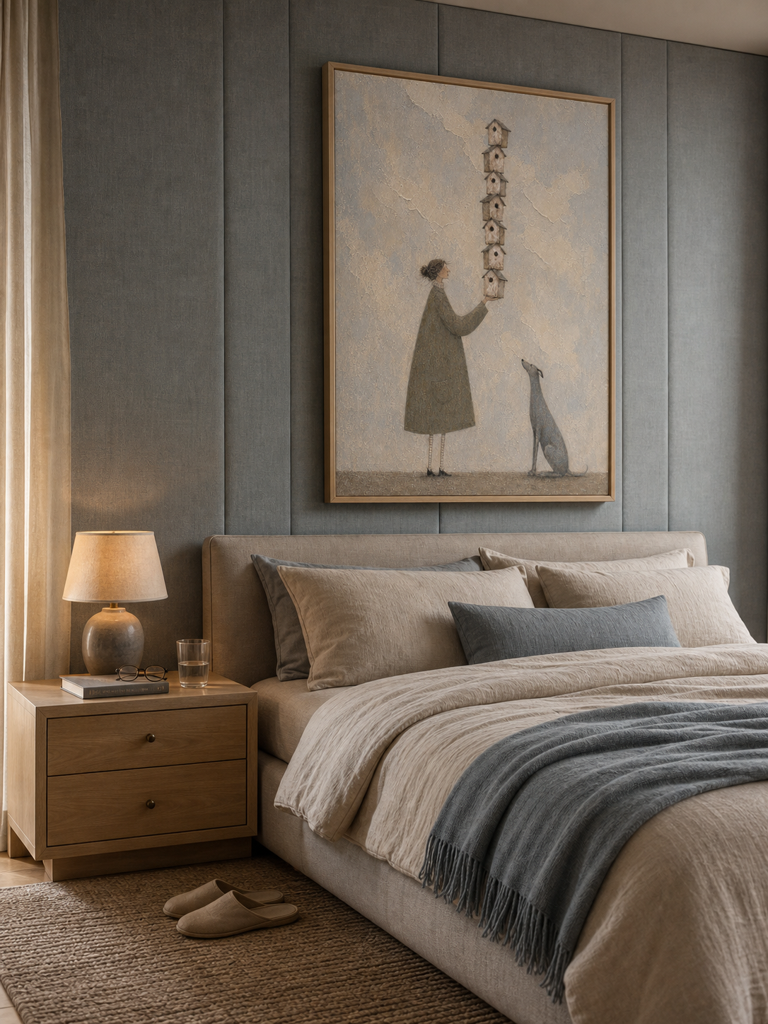 Vintage Style Wall Art Featuring Dog Companion And Earthy Tones