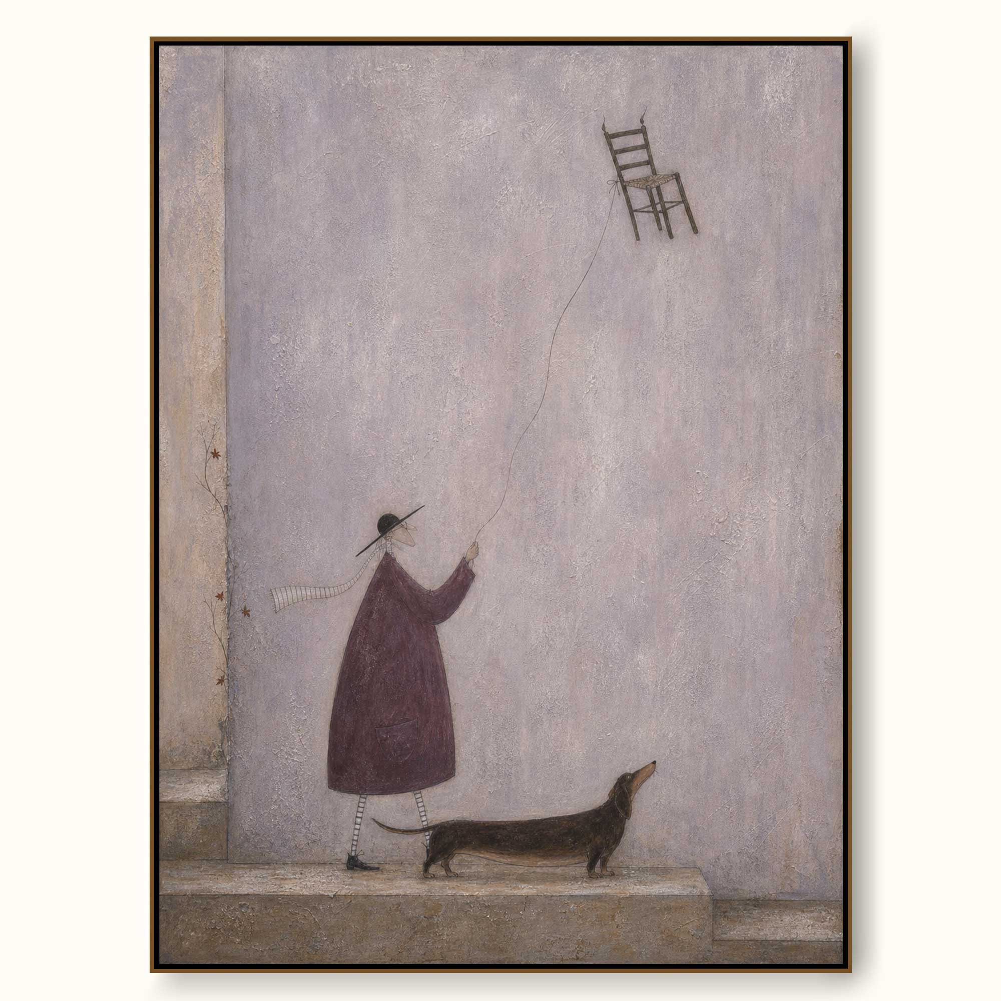 Whimsical Dachshund Art With Surreal Chair Balloon For Modern Home Decor