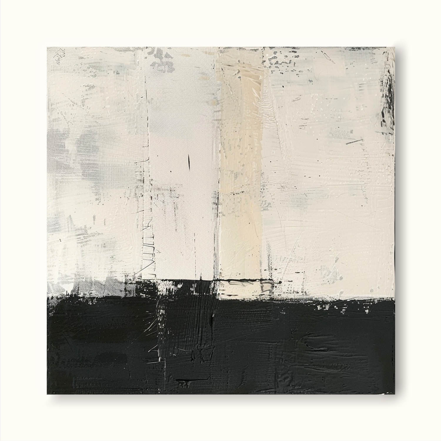 Vintage Black And White Texture Painting Neutral Black And White Abstract Art Wabi Sabi Black Abstract Canvas Art