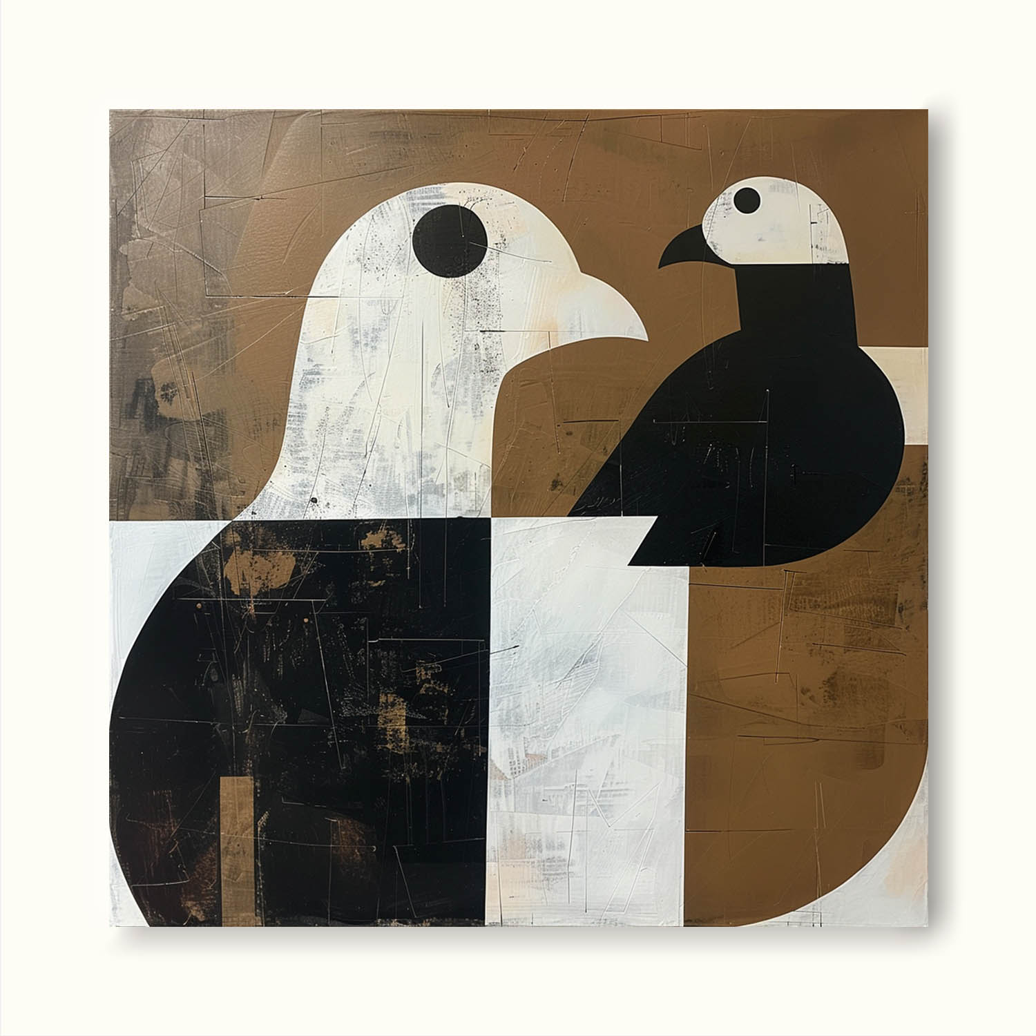 Vintage Black And White Dove Canvas Art Retro Black And Neutral Dove Wall Art Large Black And White Painting