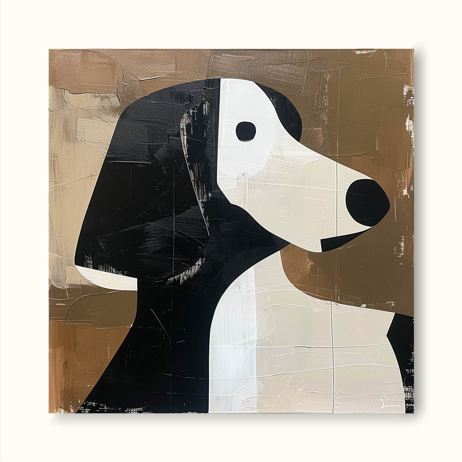 Retro Minimalist Dog Wall Art Large Acrylic Canvas Painting Minimalist Retro Canvas Wall Art