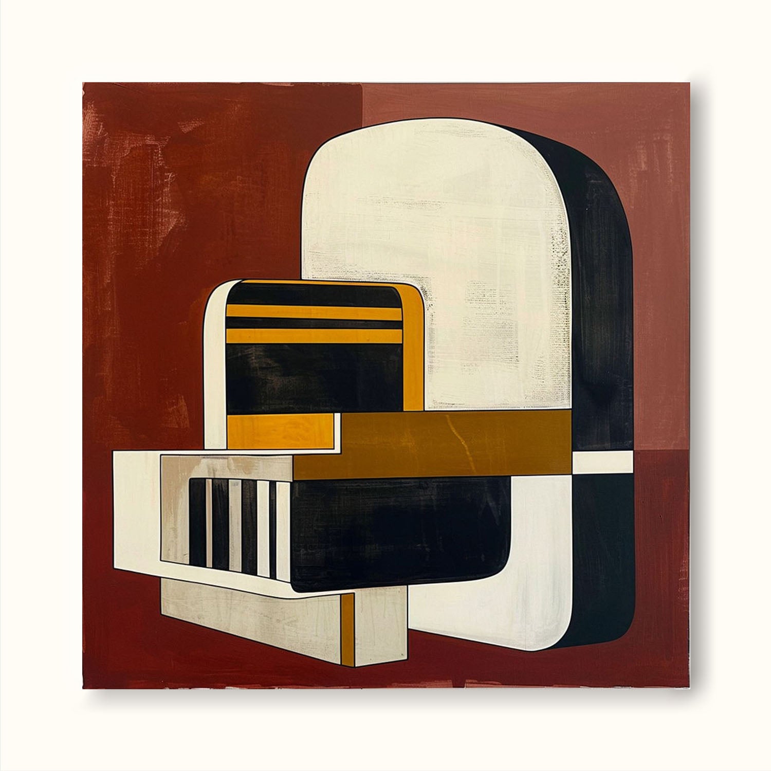 Large Retro Abstract Oil Painting Vintage Red Wall Art Vintage Abstract Oil On Canvas