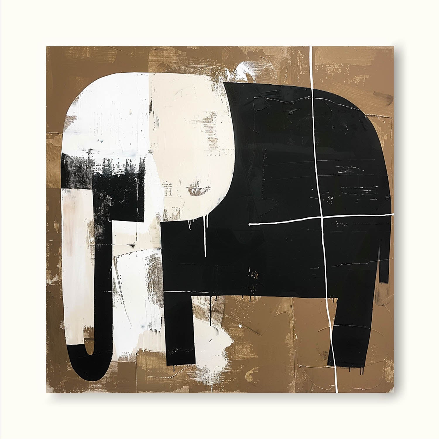 Retro Minimalist Elephant Canvas Art Vintage Abstract Canvas Art Retro Minimalist Wall Art