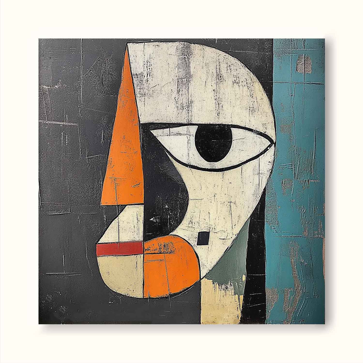 Retro Colorful Face Oil Painting Picasso Abstract Face Wall Art Original Large Colorful Face Canvas Art
