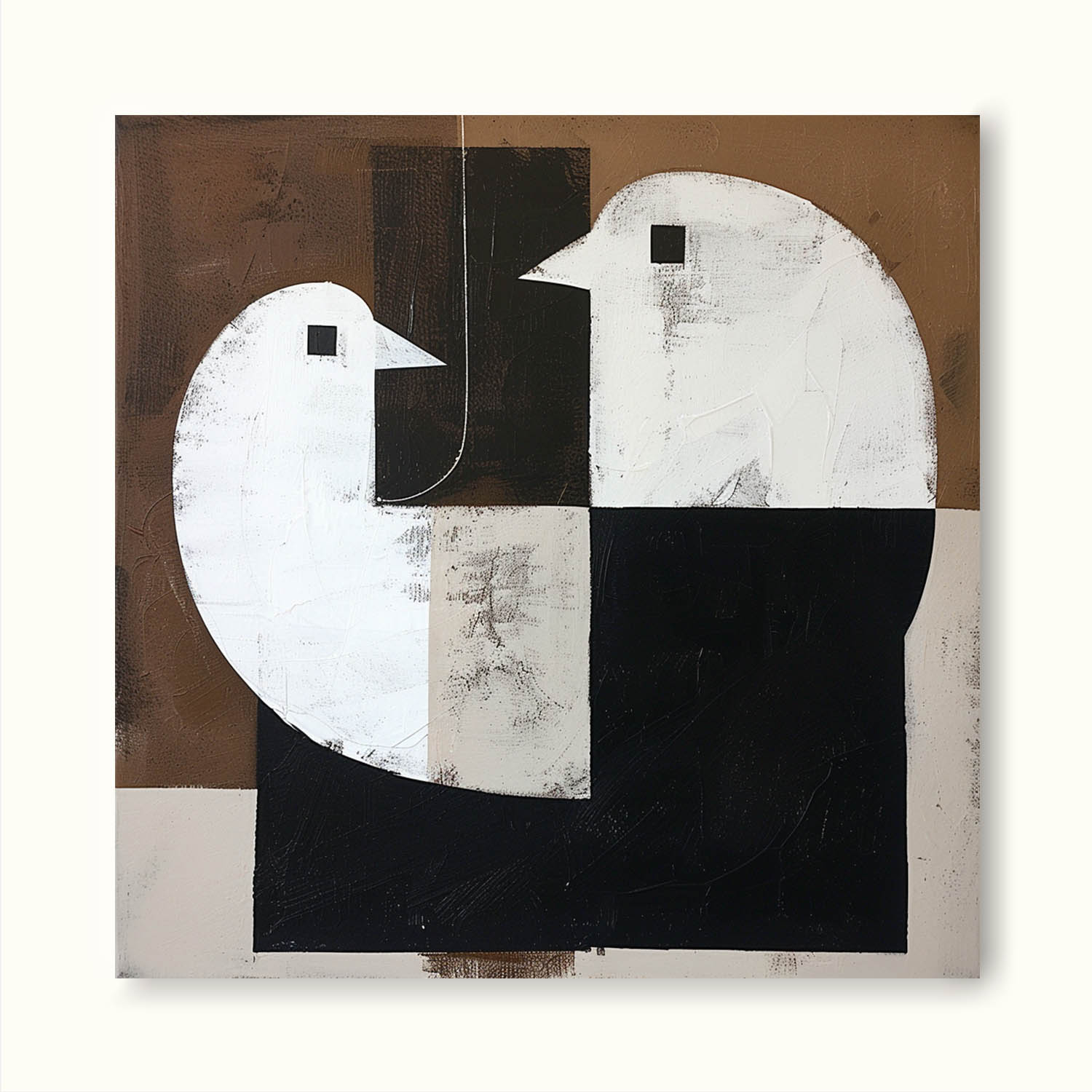 Retro Handmade Dove Canvas Art Minimalist Black And White Bird Art Vintage Neutral Dove Canvas Art