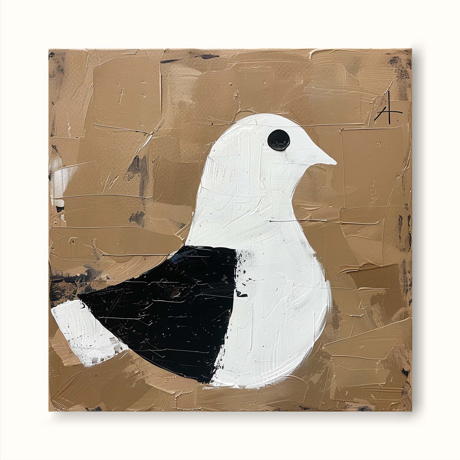 Vintage Handcrafted Dove Wall Art Retro Dove Wall Art On Canvas Abstract Black And White Dove Oil Painting