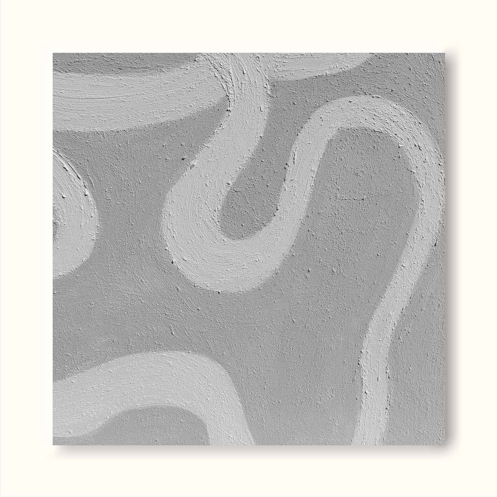 Grey And White Minimalist Line Wall Art Framed Square Canvas Simple Minimalist Painting