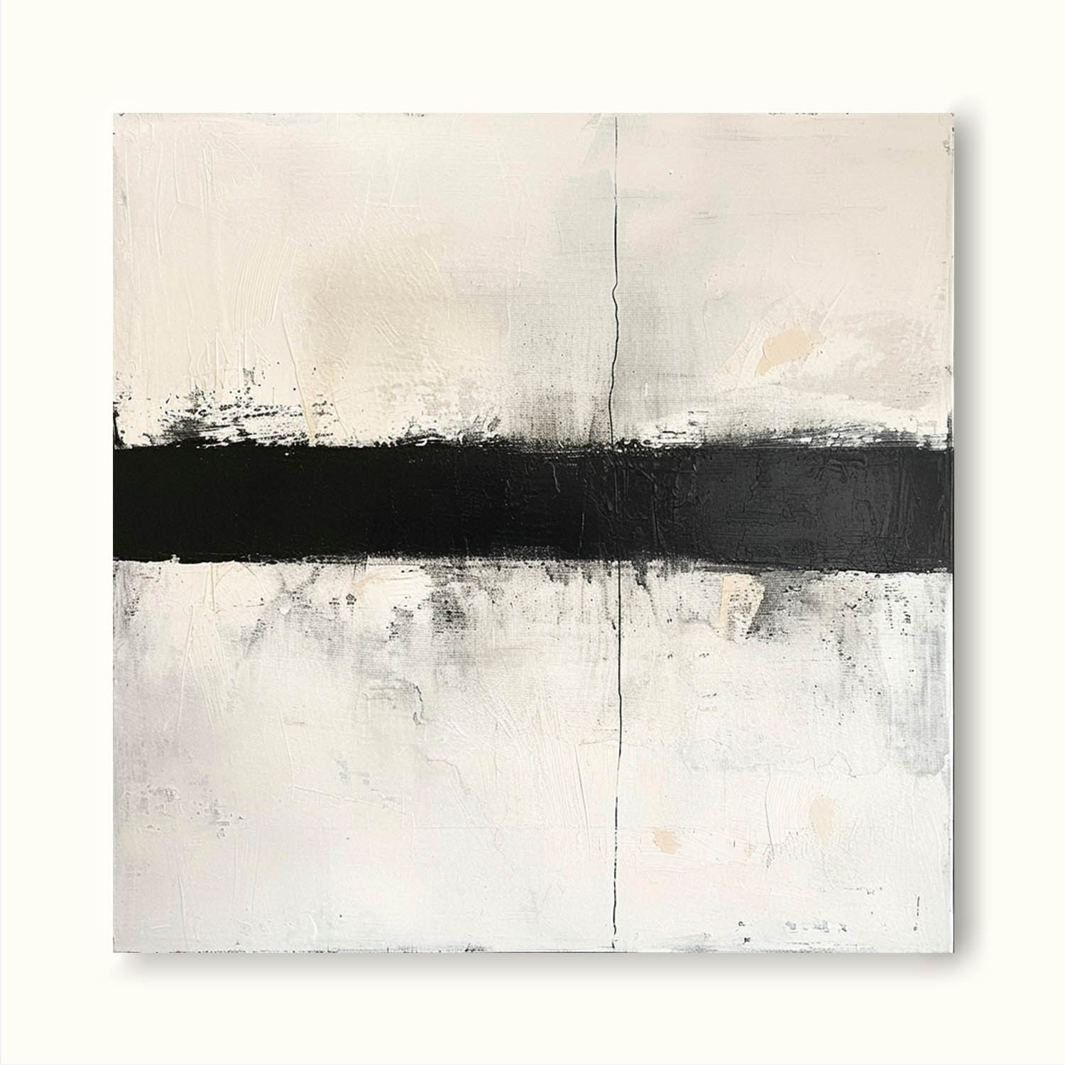 Retro Black And White Oil Painting Large Black Abstract Canvas Art Minimalist Black And White Abstract Wall Art