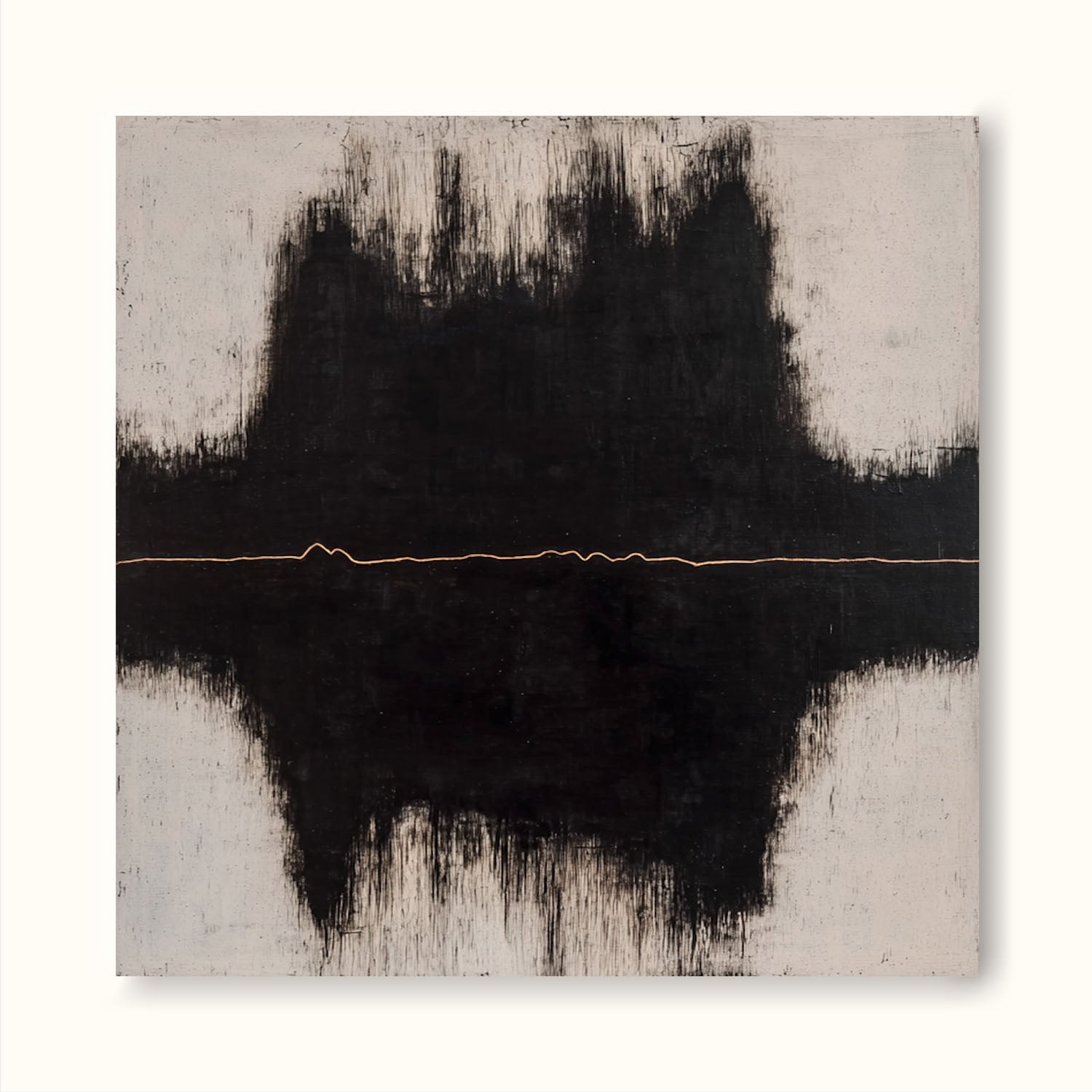 Handmade Black Square Abstract Painting Square Black And Beige Abstract Painting Neutral Beige Textured Canvas Art