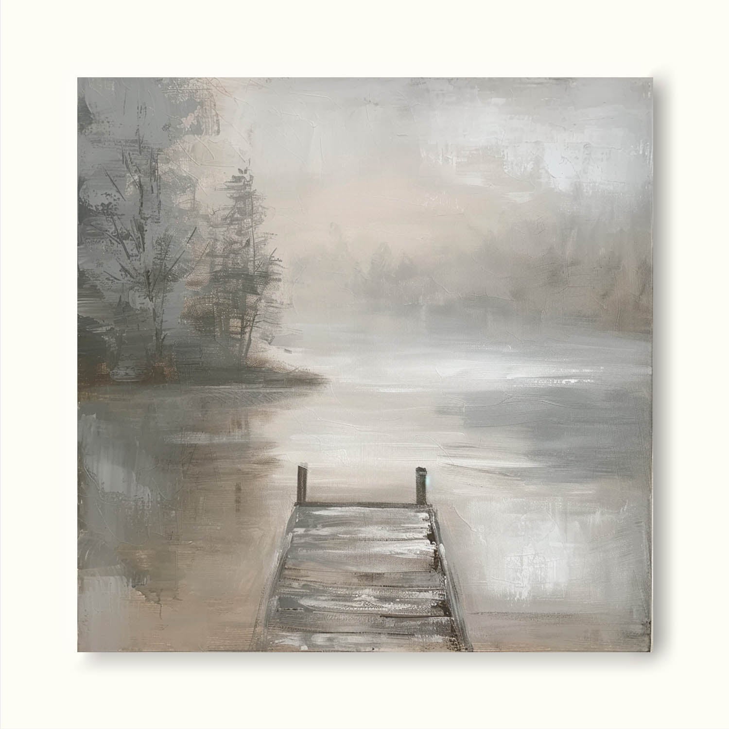 Vintage Beige Landscape Wall Art Large Beige Landscape Painting Original Vintage Beige Minimalist Art