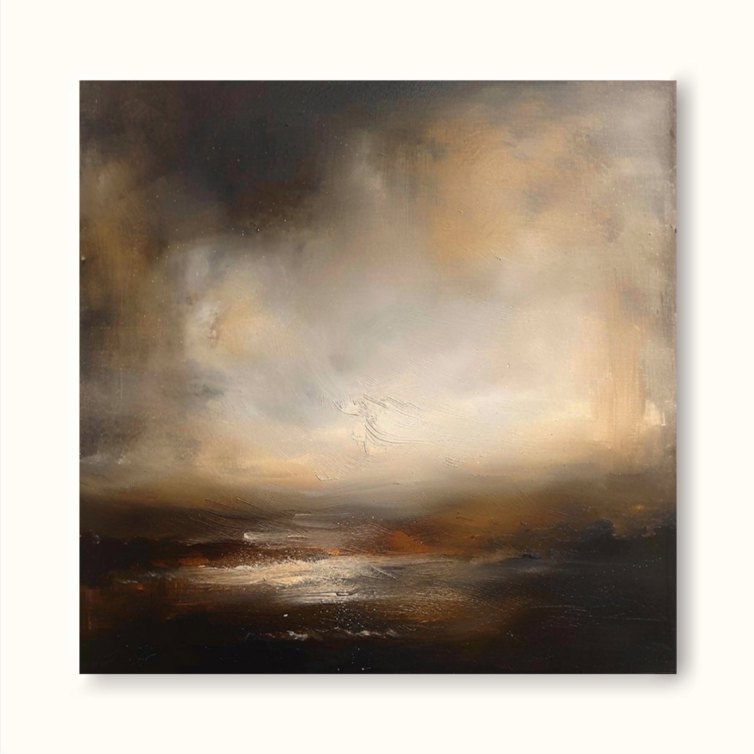 Vintage Abstract Landscape Wall Art Vintage Landscape Oil Painting Large Black Beige Canvas Art
