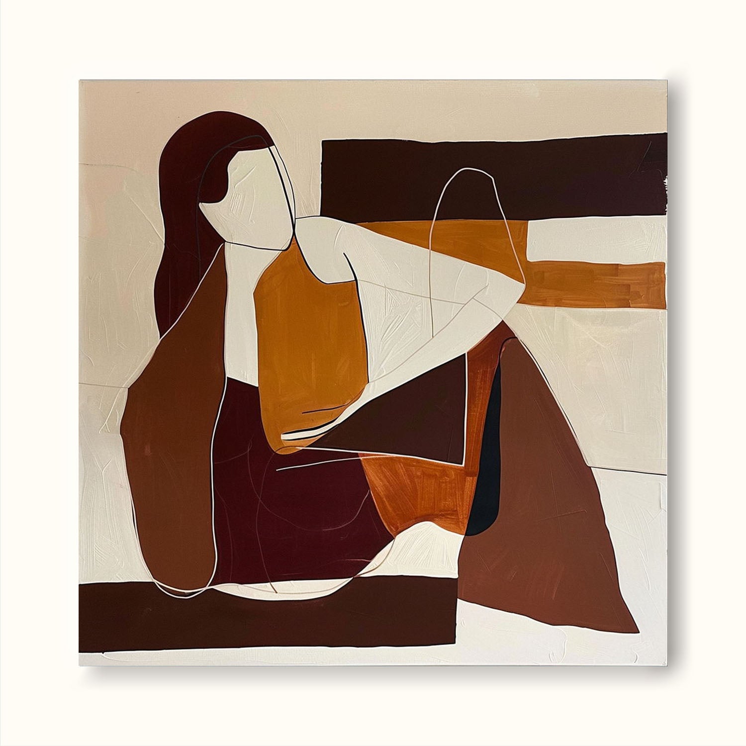 Beautiful Abstract Woman Wall Art Mid Century Wall Art Painting Abstract Human Face Palette Canvas Art