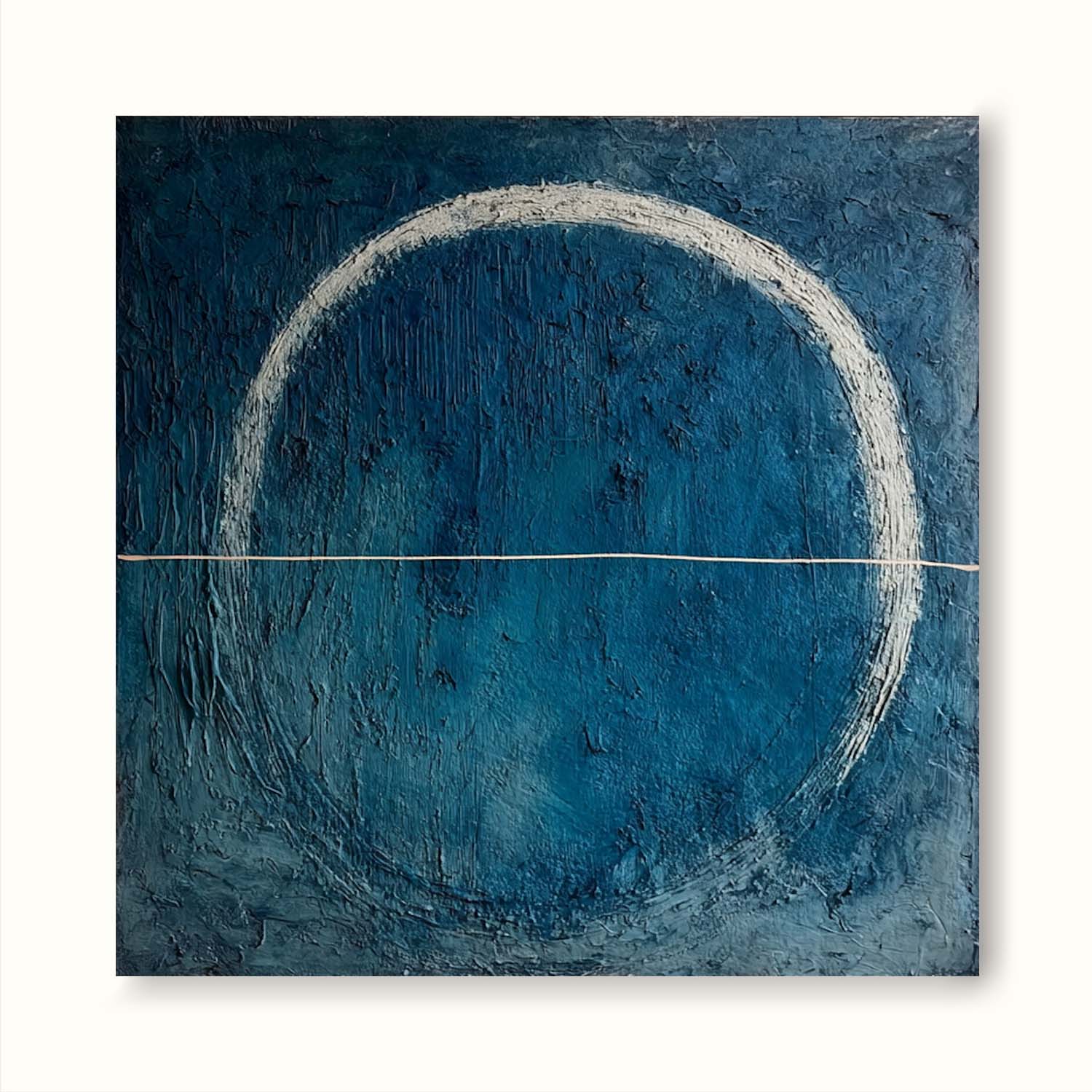 Blue Minimalist Circle Abstract Painting Handmade Blue Abstract Circle Painting Blue Abstract Line And Circle Painting