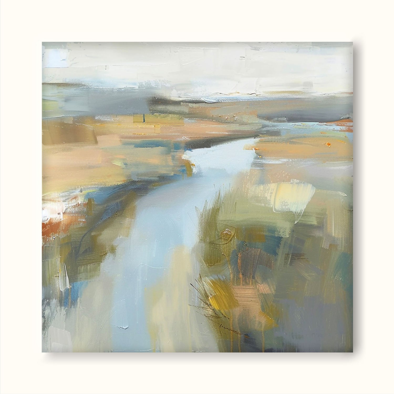 Large Scale Green Landscape Wall Art Original Abstract Texture Painting Minimalist Green Landscape Canvas Art