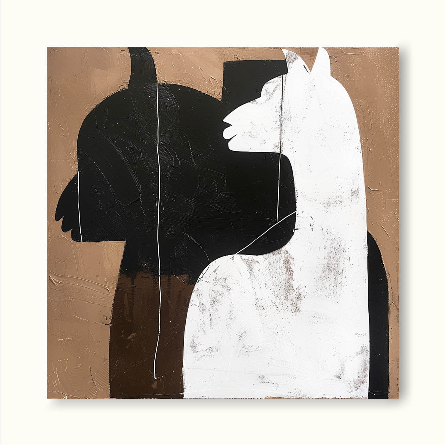 Retro Minimalist Alpaca Canvas Art Retro Large Alpaca Painting On Canvas Vintage Alpaca Painting