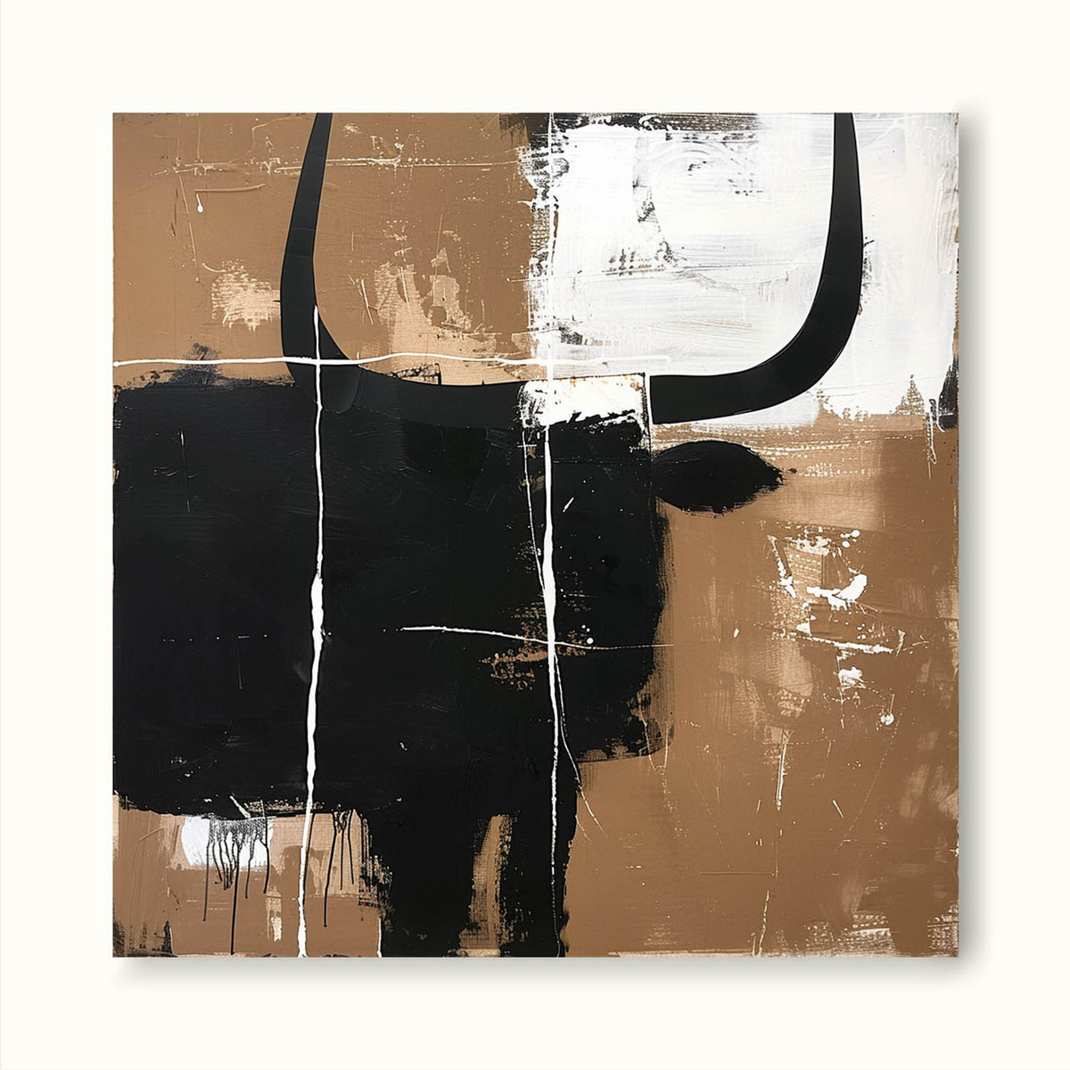 Vintage Bull Oil Painting Abstract Bull Oil Painting On Canvas Large ...