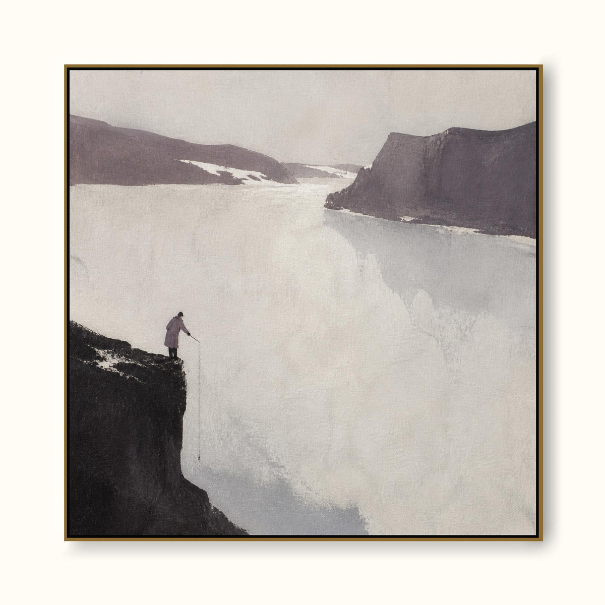Hand-Painted Spectacular River Canvas Art Minimalist Landscape Wall Art
