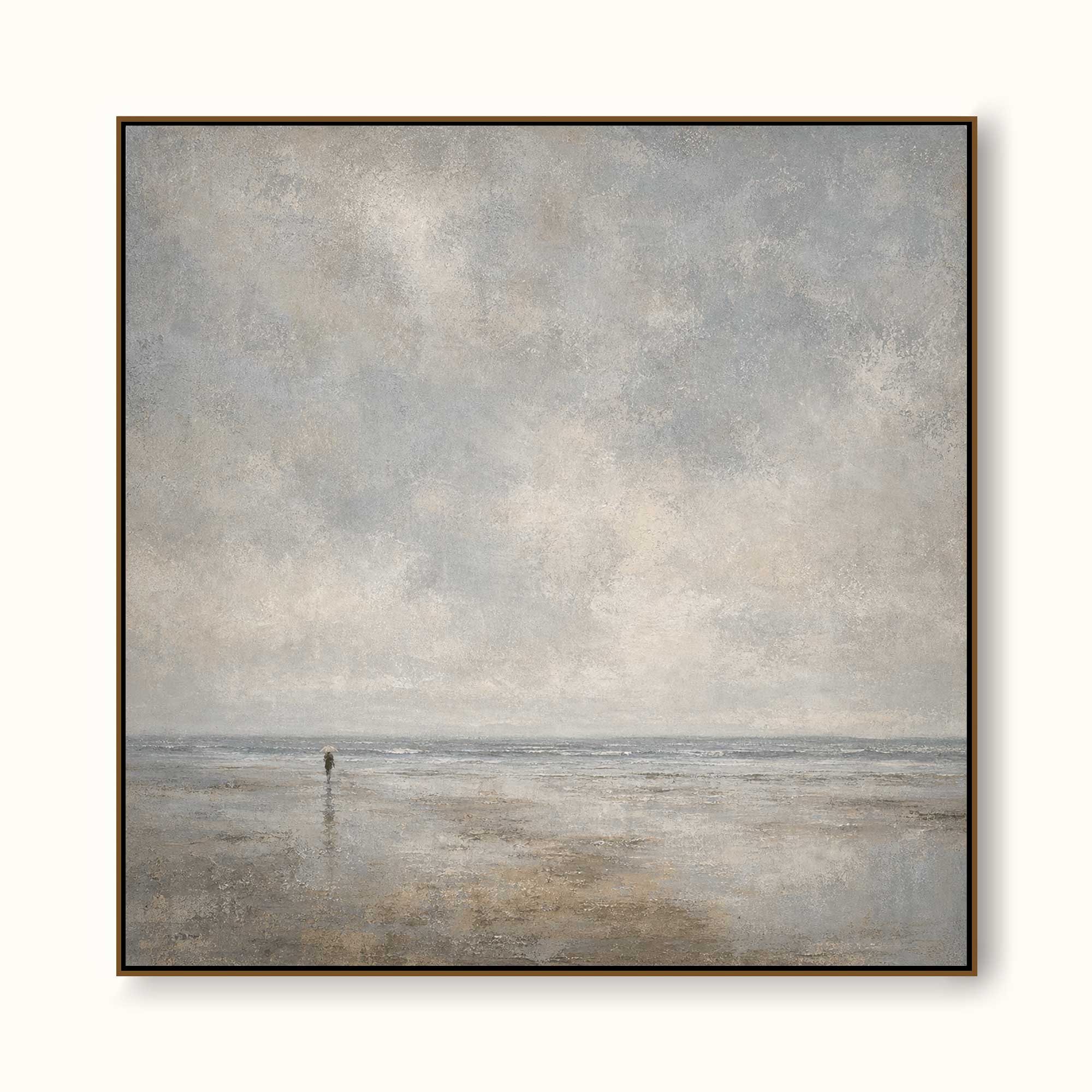 Original Minimalist Seascape Art With Textured Brushstrokes For Modern Interior Design