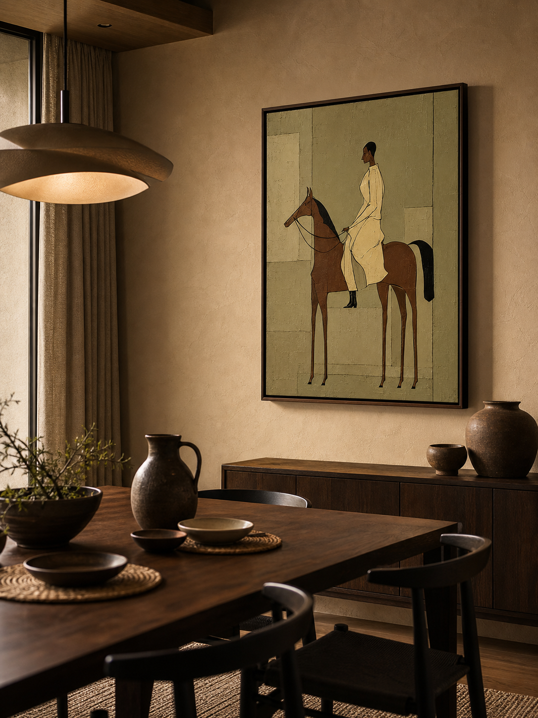 Vintage Equestrian Oil Painting Woman On Horse Retro Wall Art For Living Room Decor
