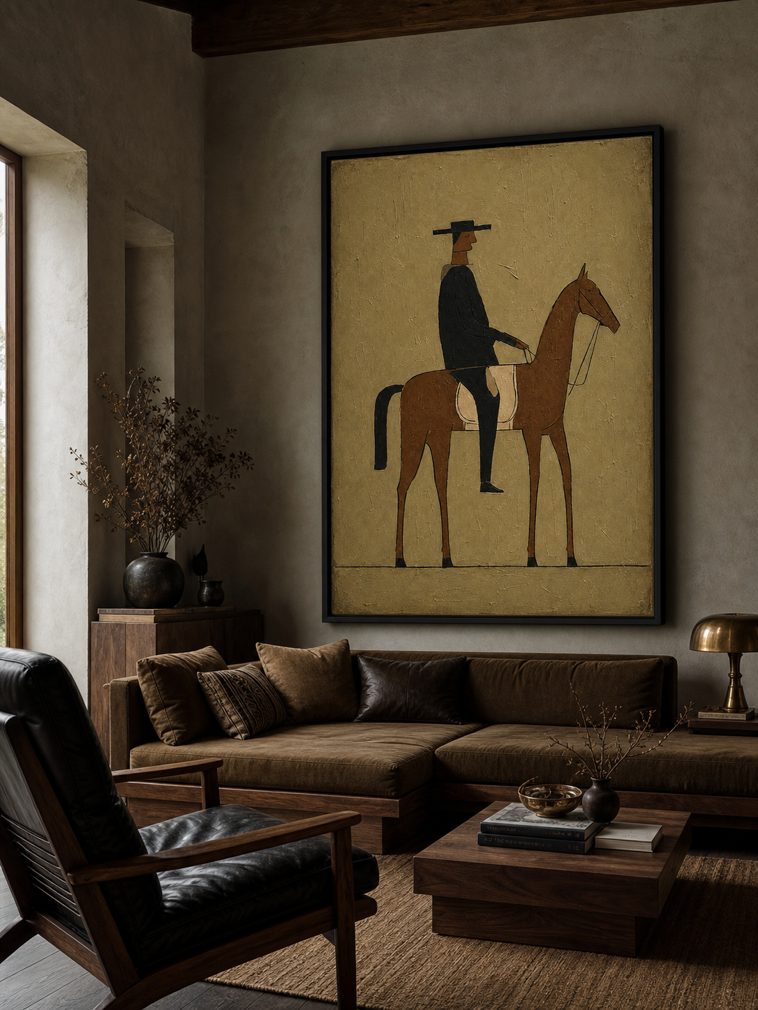 Vintage Horse And Rider Painting Modern Wall Art For Living Room Decor