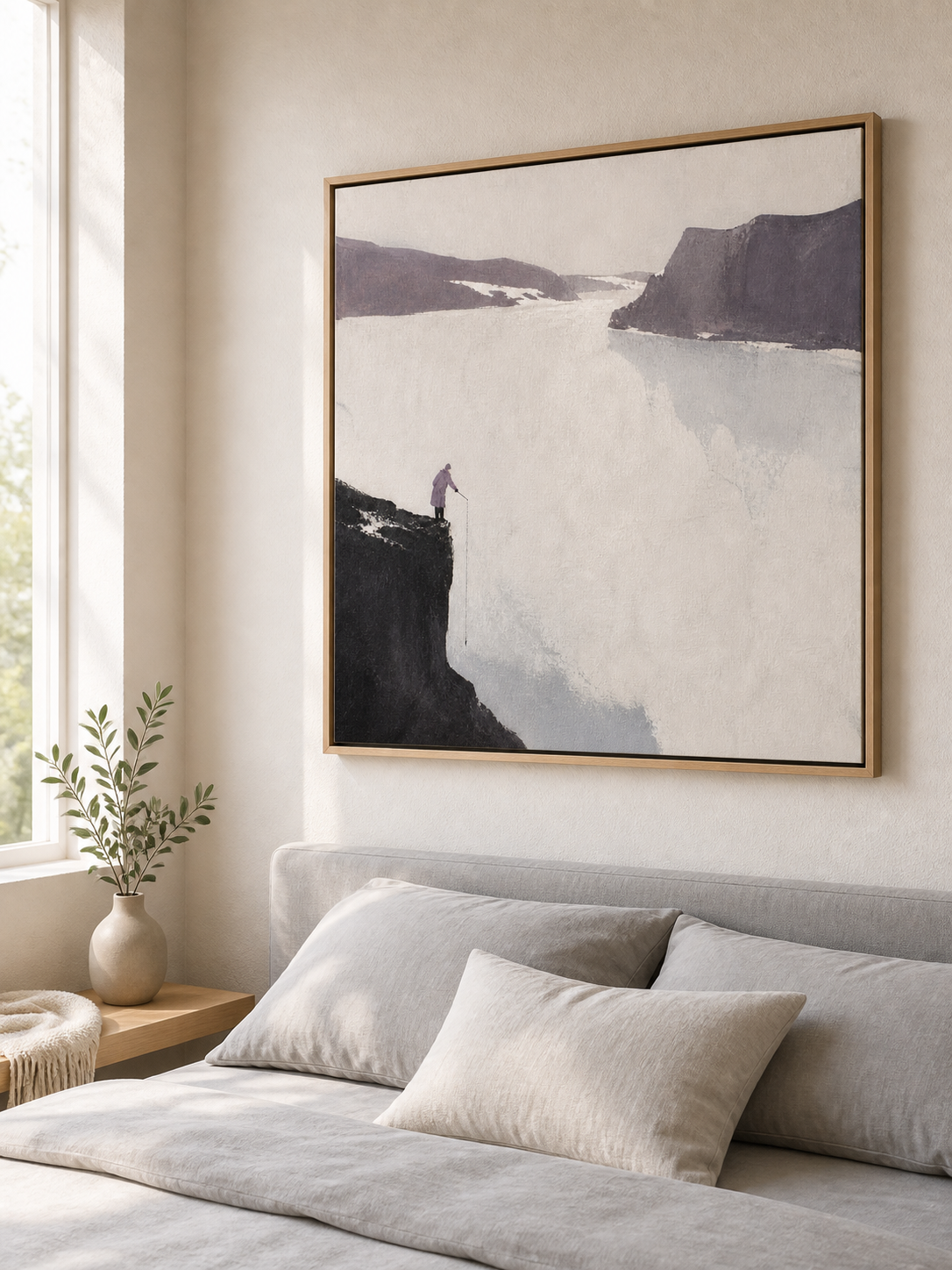 Hand-Painted Spectacular River Canvas Art Minimalist Landscape Wall Art