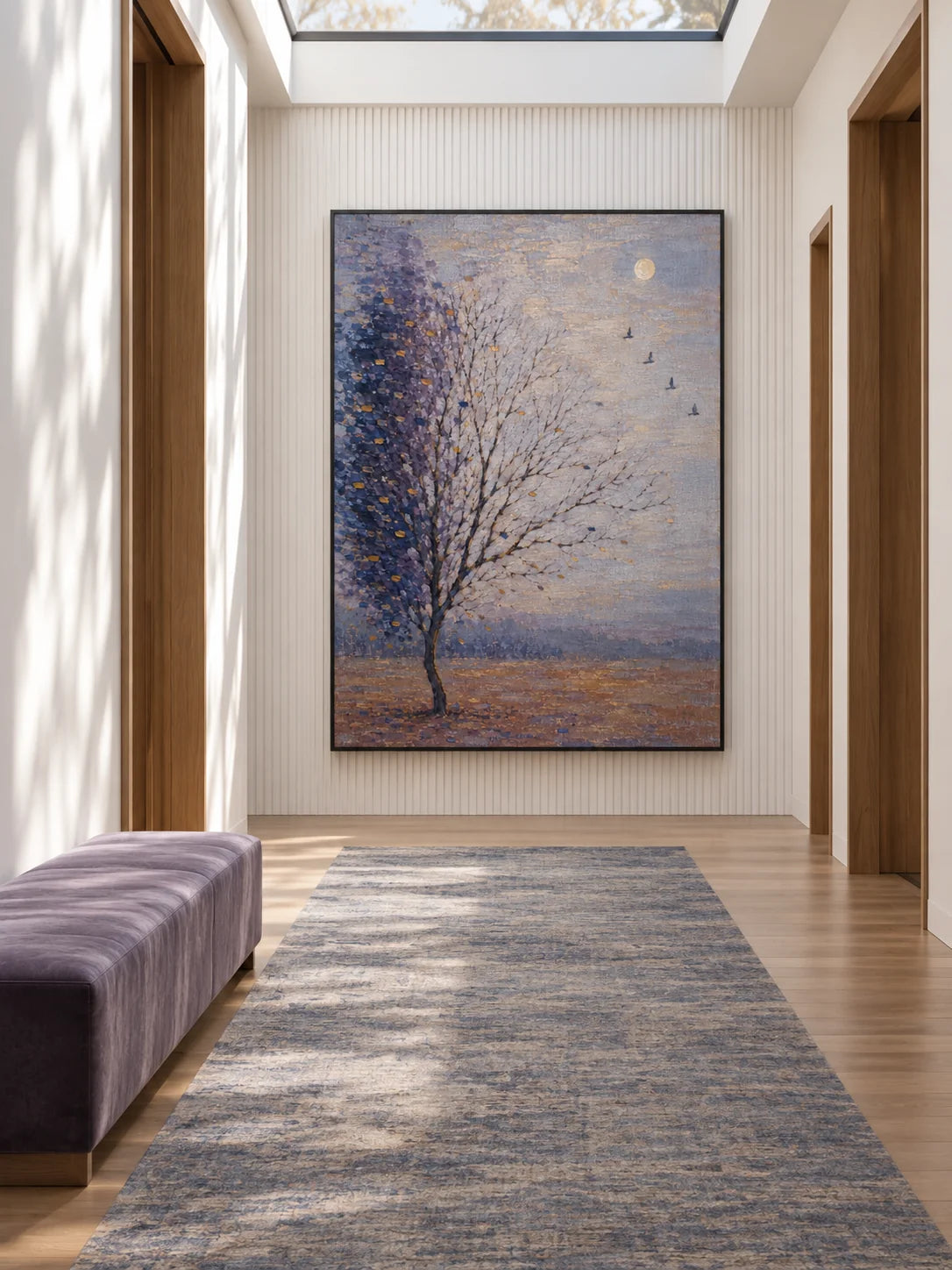 Hand Painted Moon And Tree Wall Art Large Modern Country Landscape Artwork Canvas